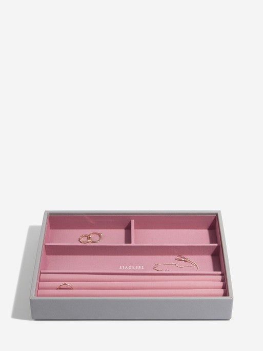 Stackers Ring & Armbandenlaag voor Klassieke Juwelendoos Grijs & Roze