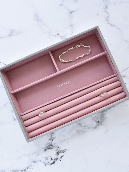 Stackers Ring & Armbandenlaag voor Klassieke Juwelendoos Grijs & Roze