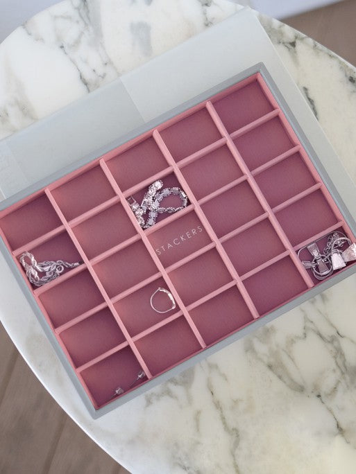Stackers kleine Sieradenlaag voor Klassieke Juwelendoos Grijs & Roze