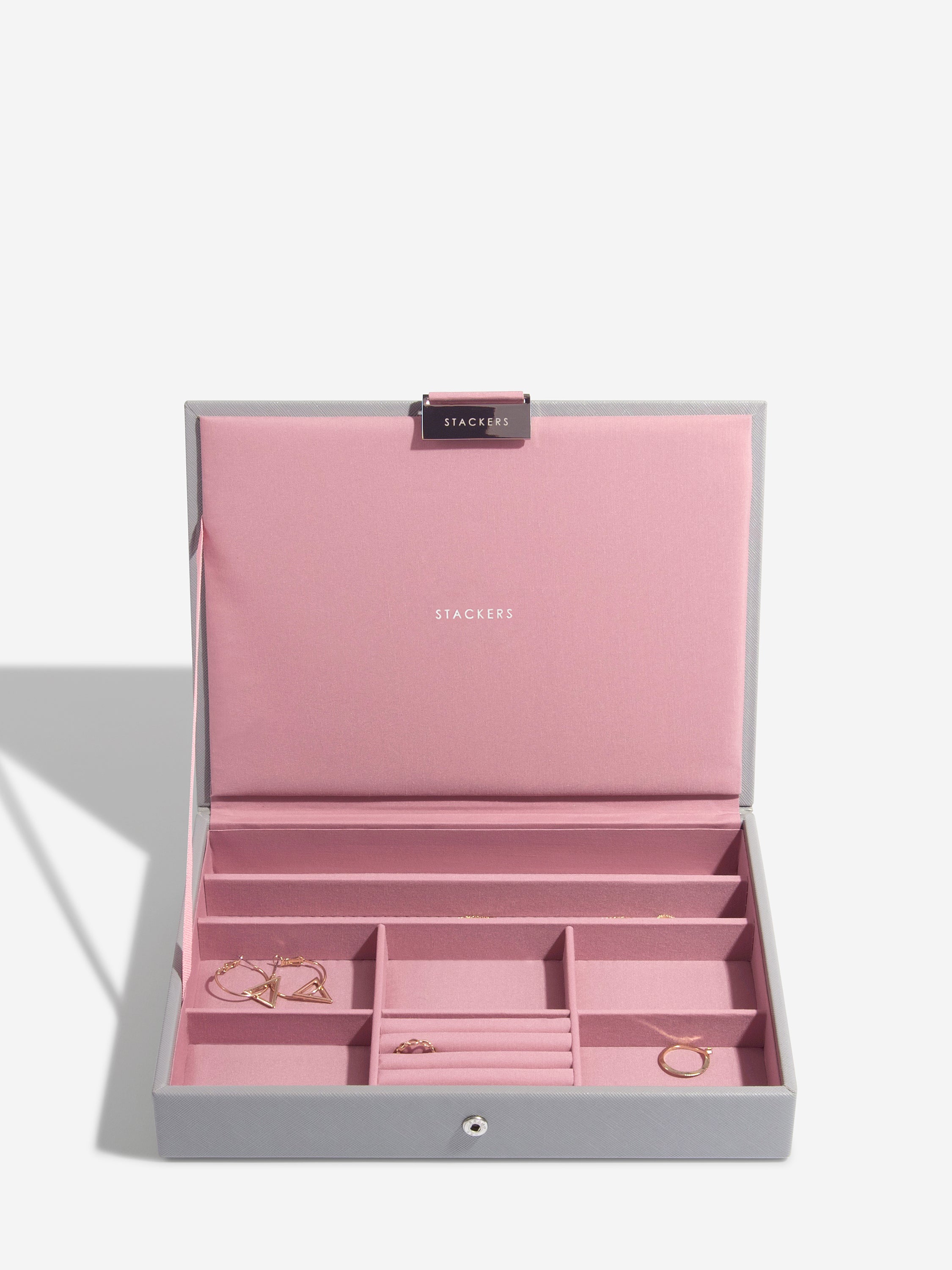 Stackers Klassieke Juwelendoos Set van 3 Grijs & Roze