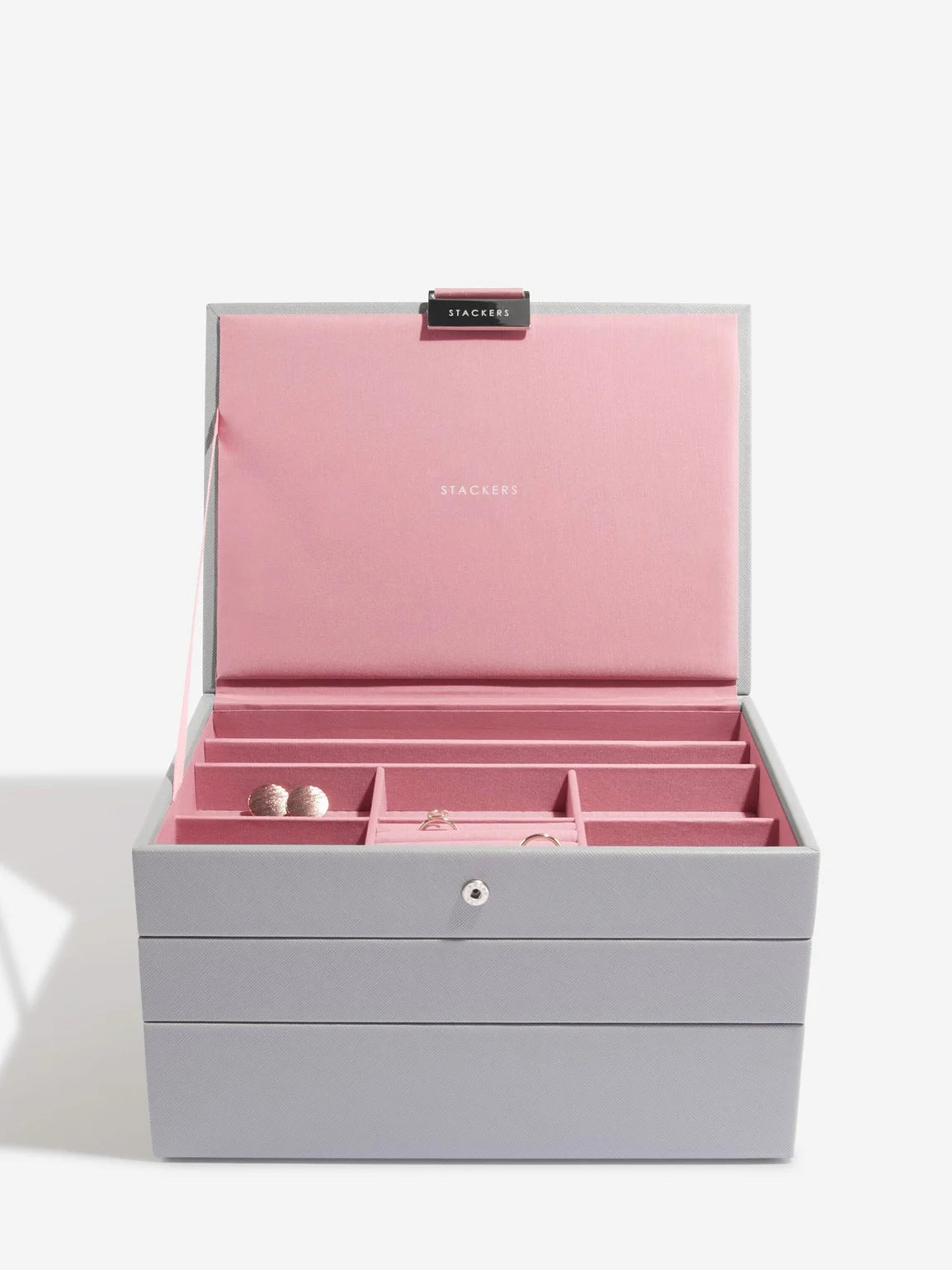Stackers Klassieke Juwelendoos Set van 3 Grijs & Roze