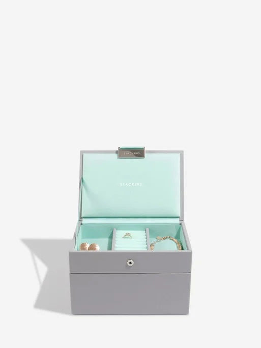 Stackers Mini Juwelendoos Set van 2 Grijs & Munt