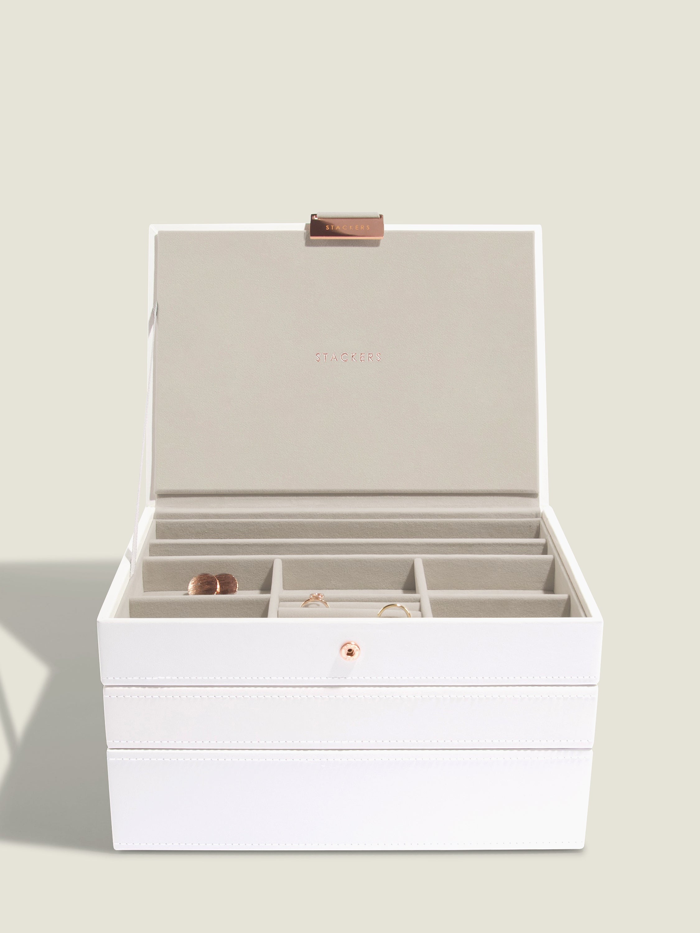 Stackers Klassieke Juwelendoos Set van 3 Wit & Roségoud