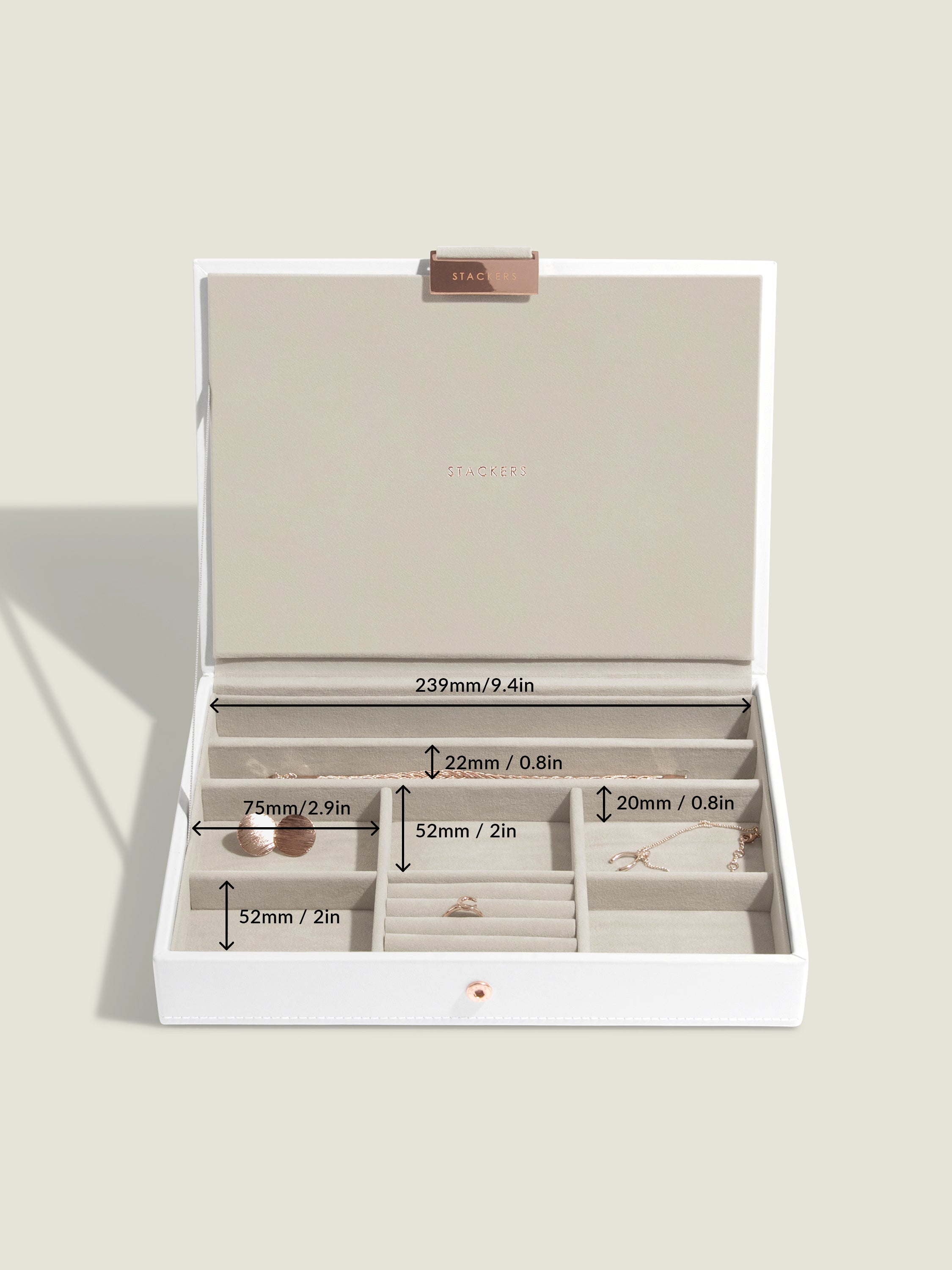 Stackers Klassieke Juwelendoos Set van 3 Wit & Roségoud