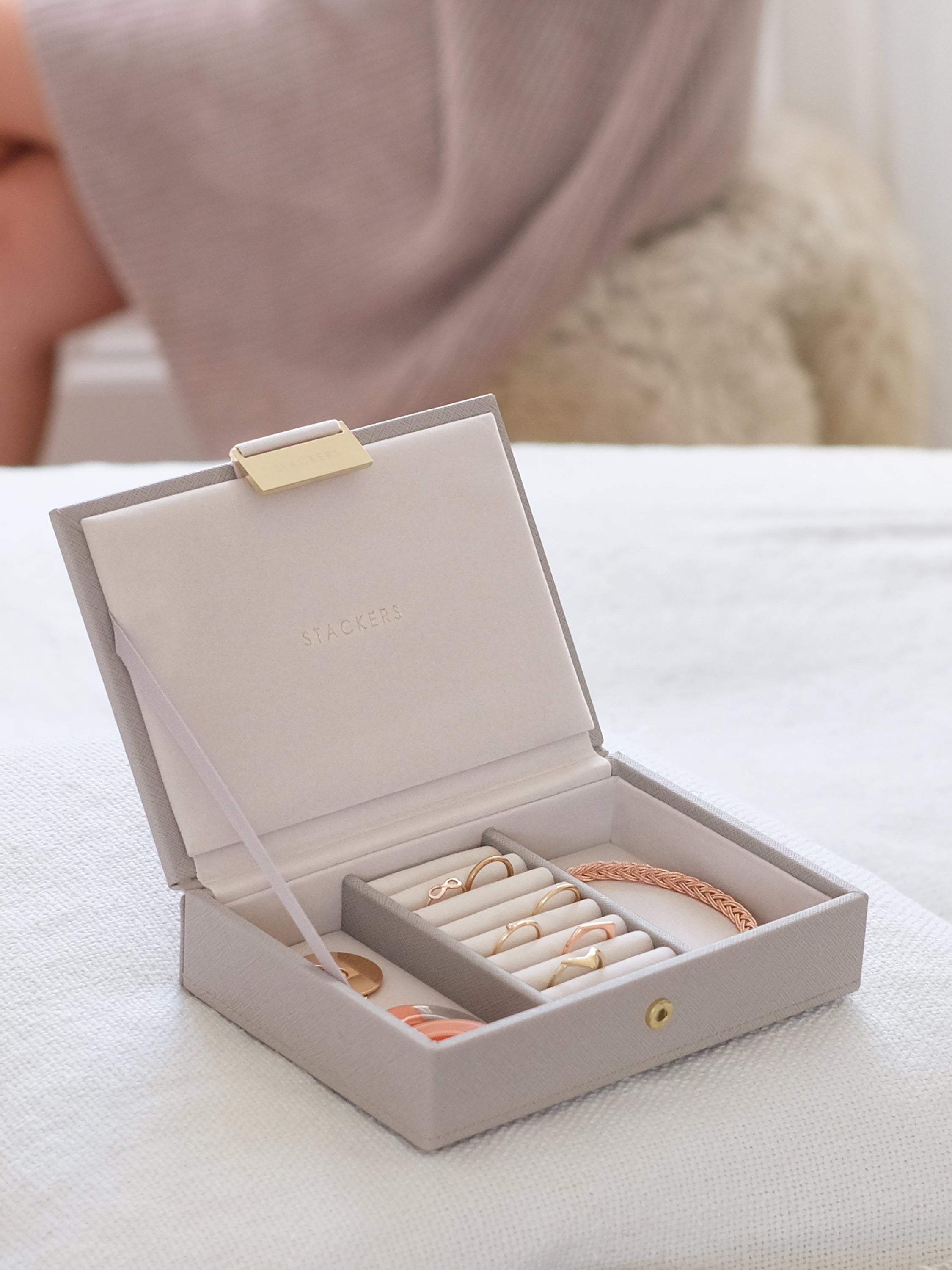 Stackers Deksel voor Mini Juwelendoos Taupe