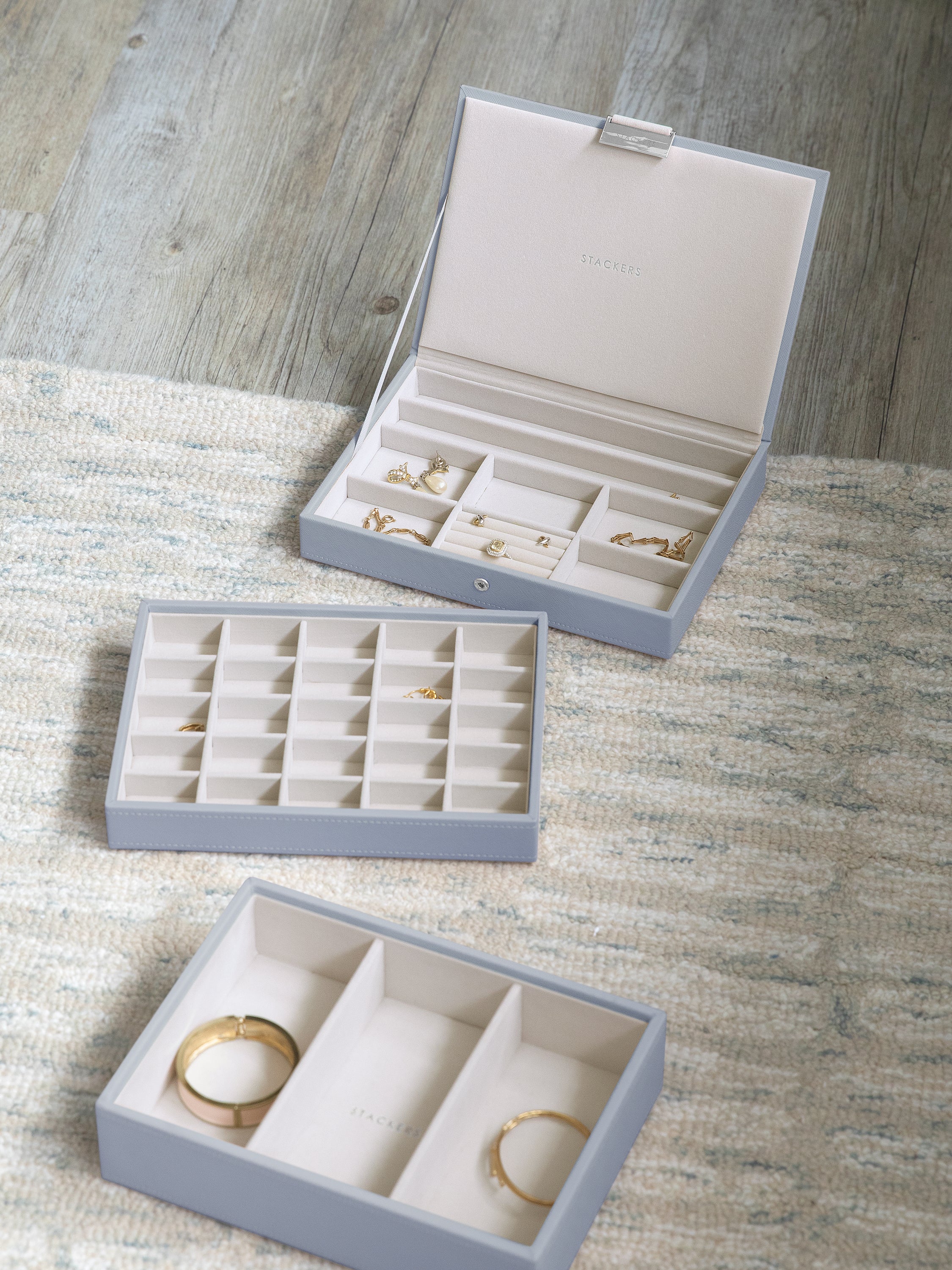Stackers Klassieke Juwelendoos Set van 3 Blauw