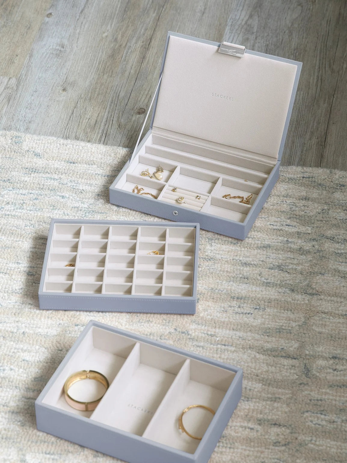 Stackers Klassieke Juwelendoos Set van 3 Blauw