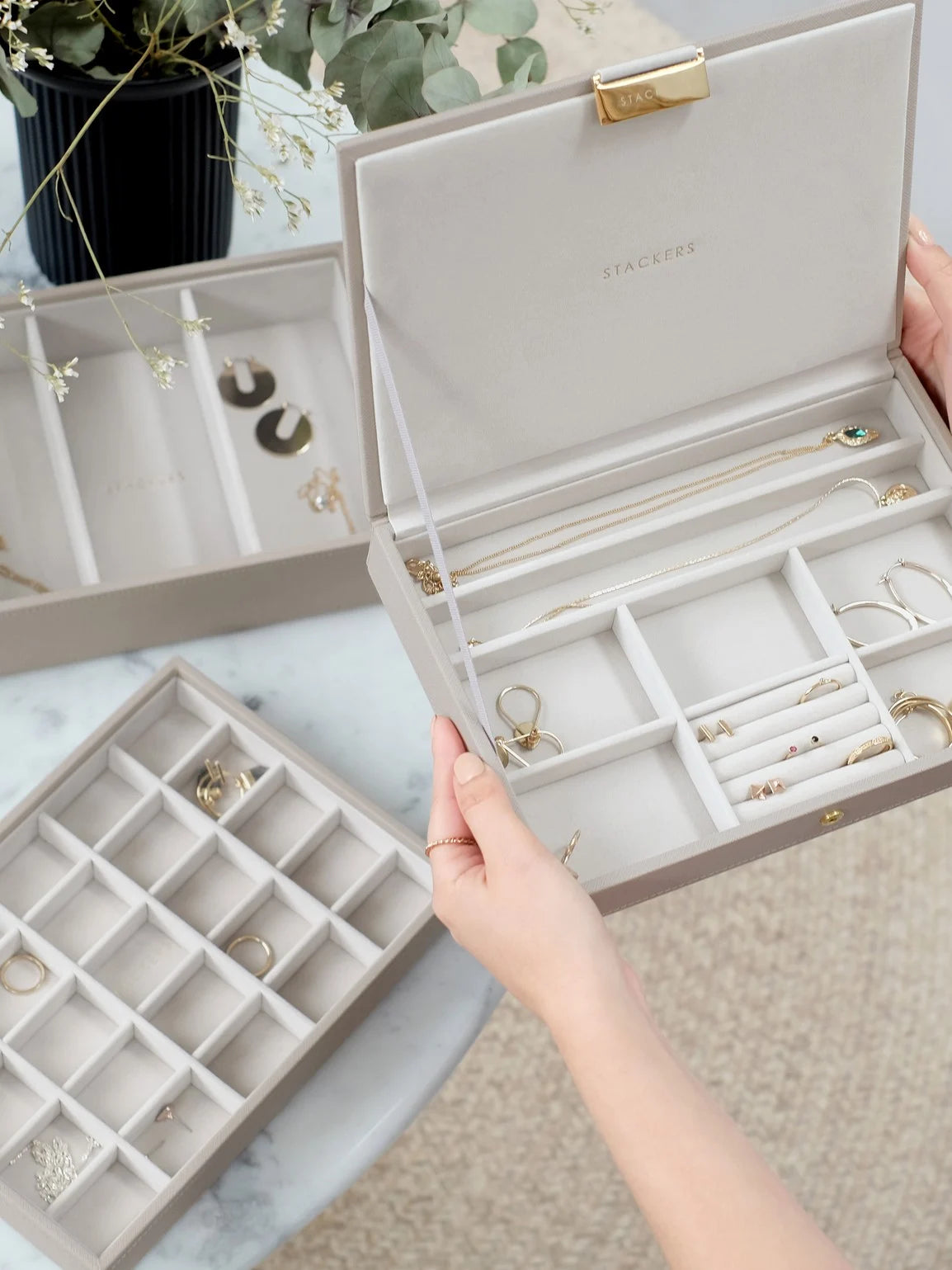 Stackers Klassieke Juwelendoos Set van 3 Taupe