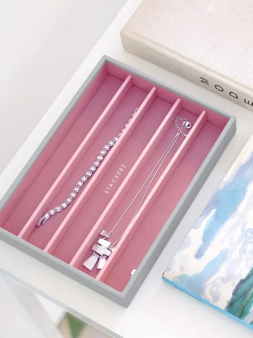 Stackers Halskettingenlaag voor Klassieke Juwelendoos Grijs & Roze