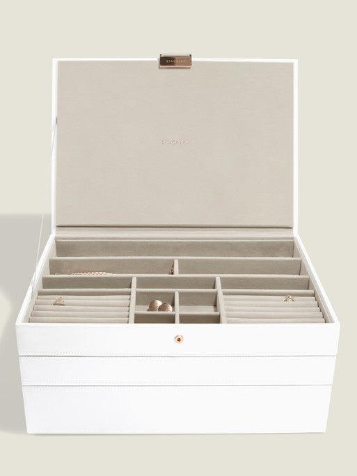 Stackers XL Jewelry Box Set of 3 White &amp; Pink