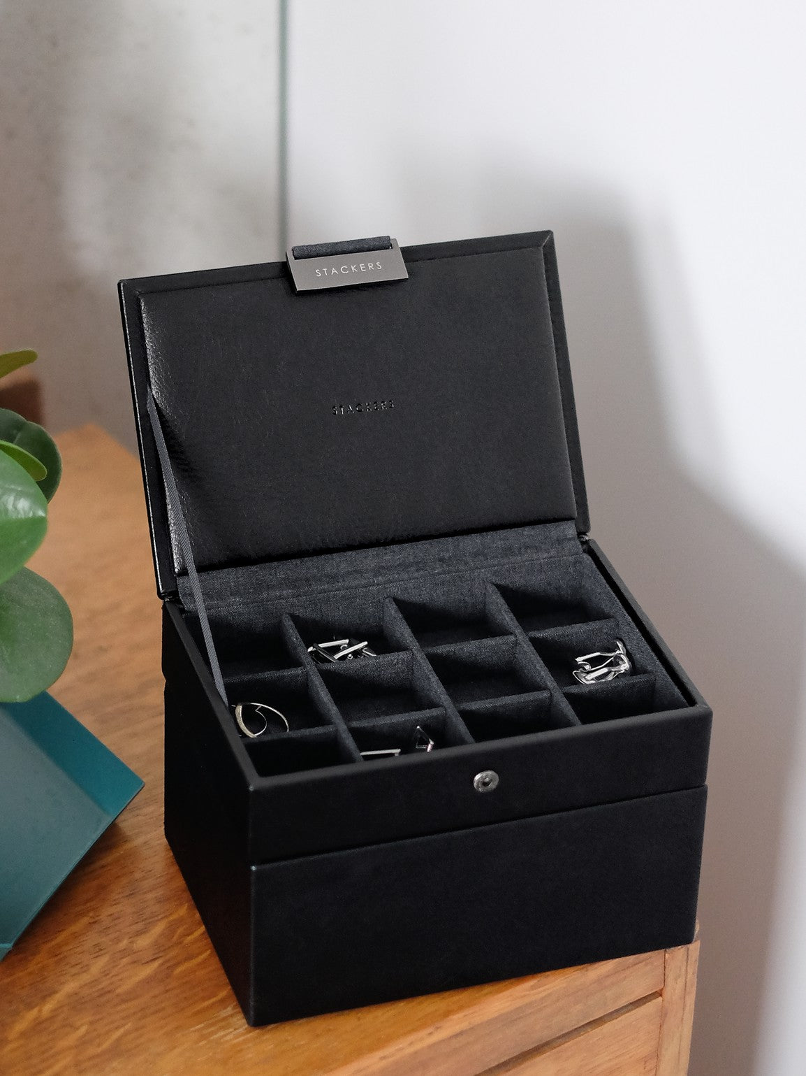Stackers Mini Set of 2 - Watch & Cufflinks Box Black