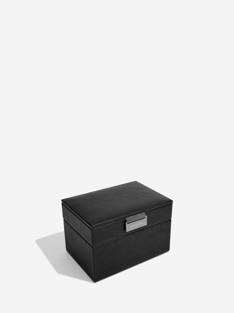 Stackers Mini Set of 2 - Watch & Cufflinks Box Black