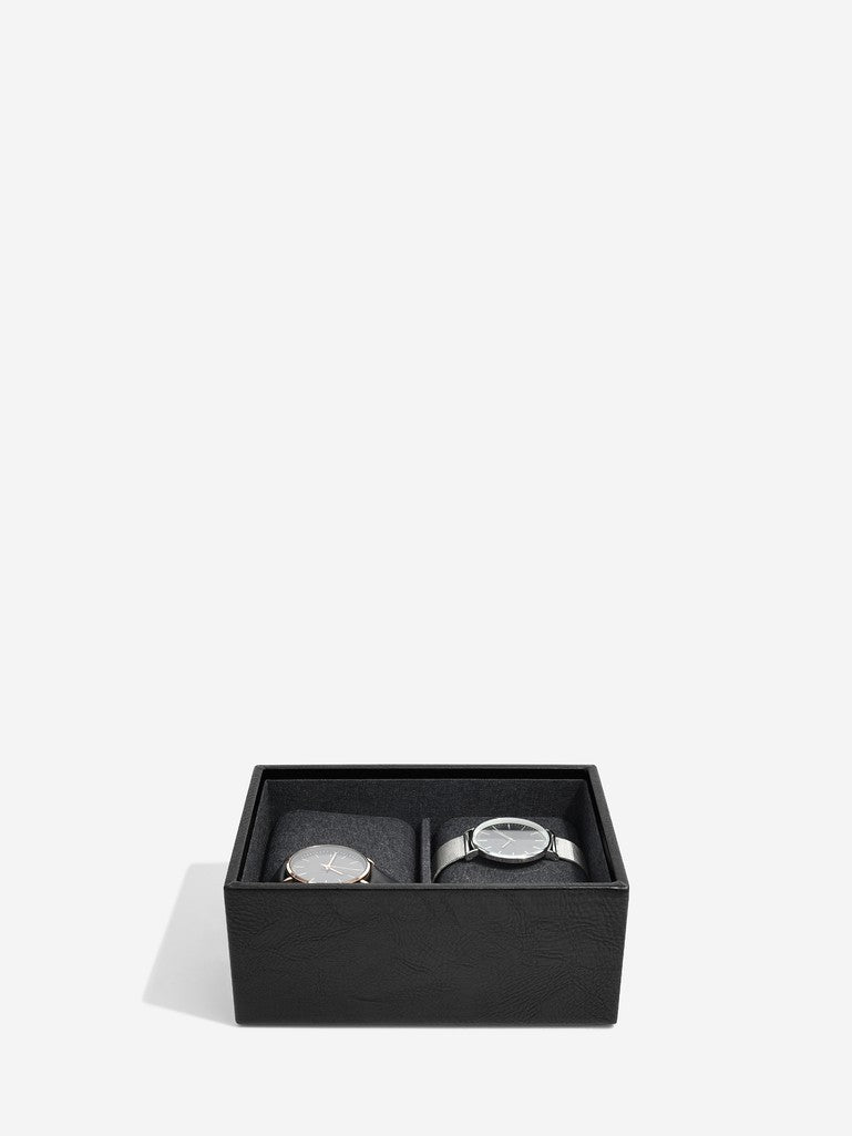 Stackers Mini Set of 2 - Watch & Cufflinks Box Black