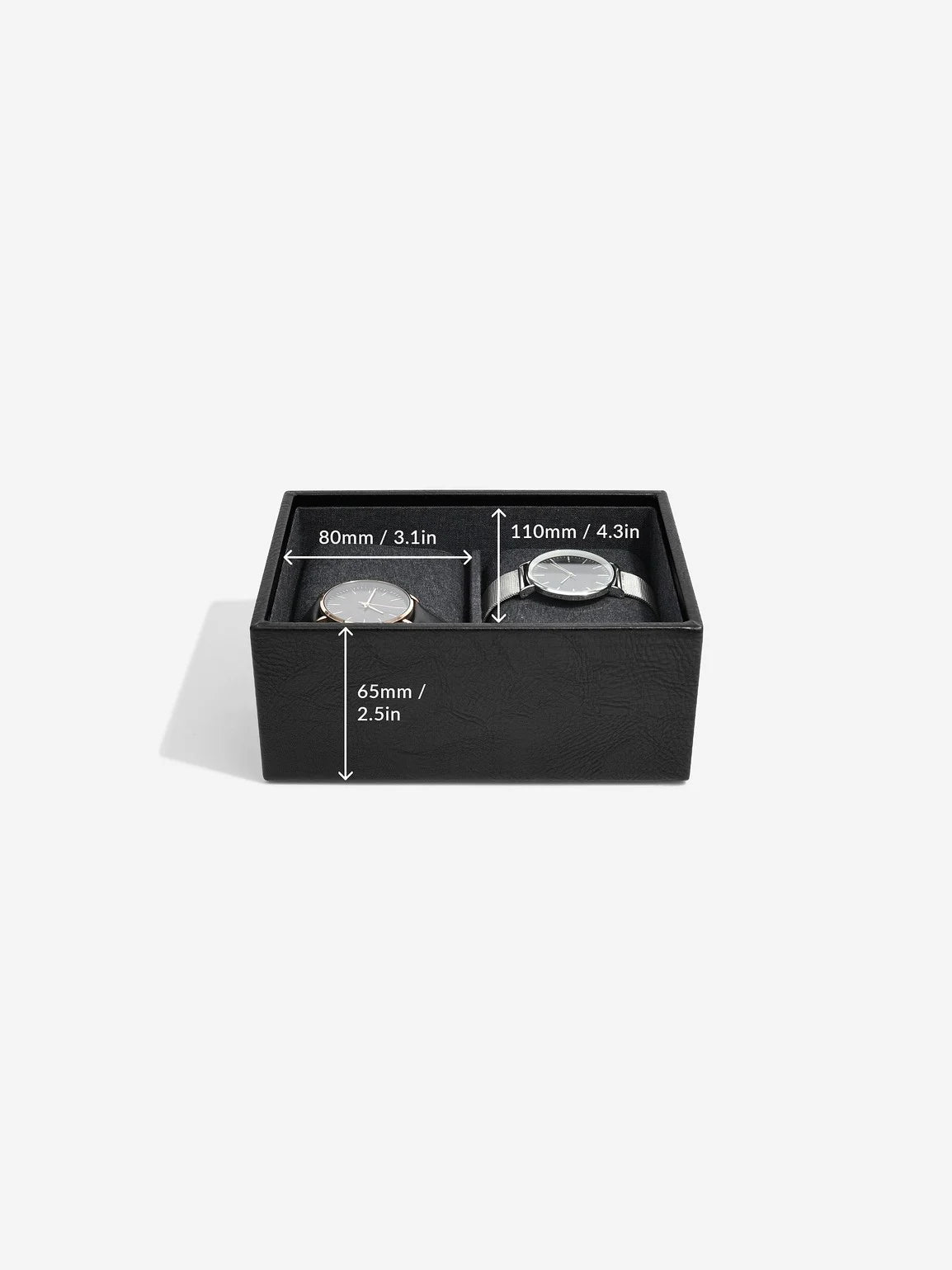 Stackers Mini Set of 2 - Watch & Cufflinks Box Black