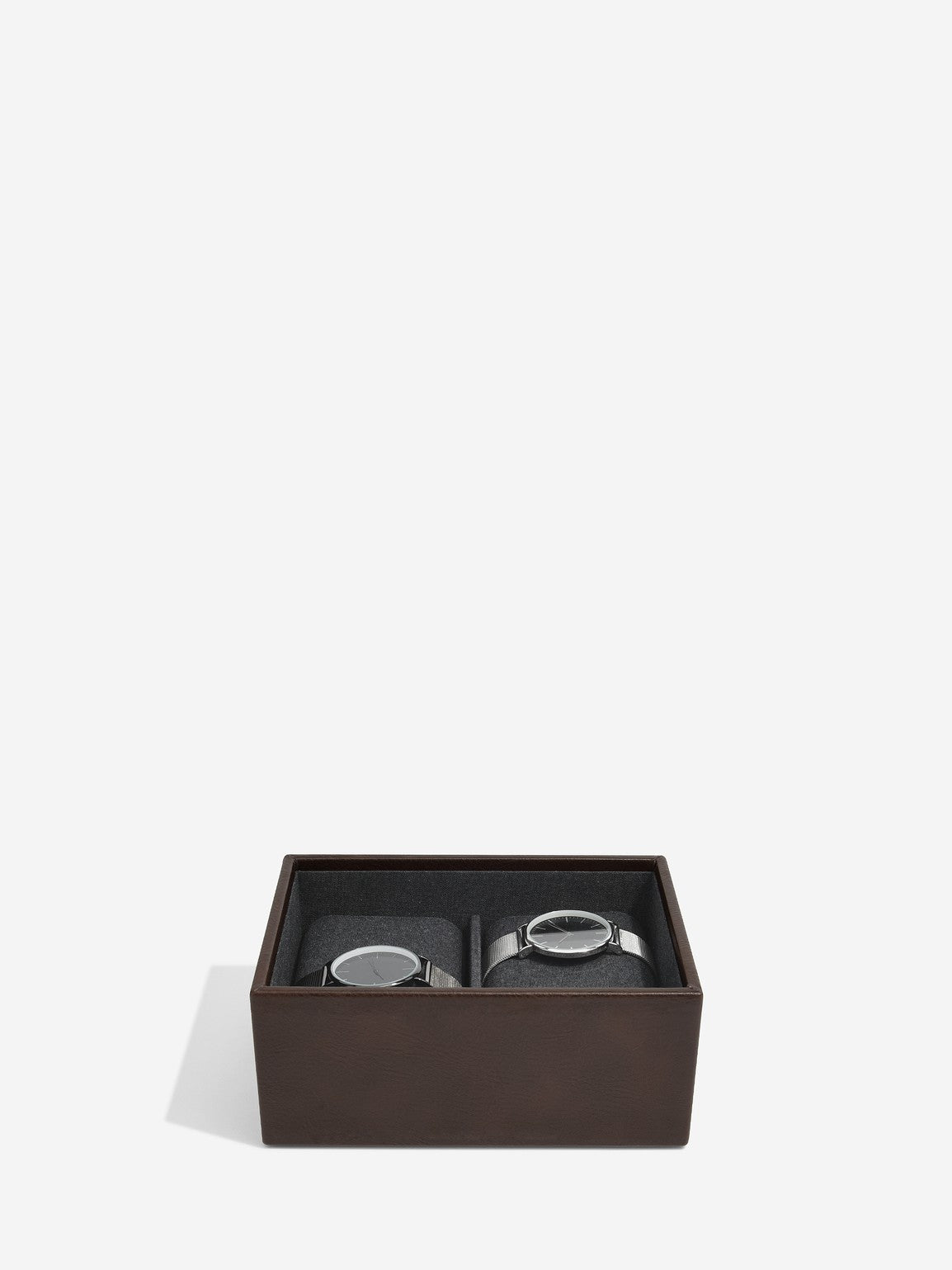 Stackers Mini Set of 2 - Watch & Cufflinks Box Brown