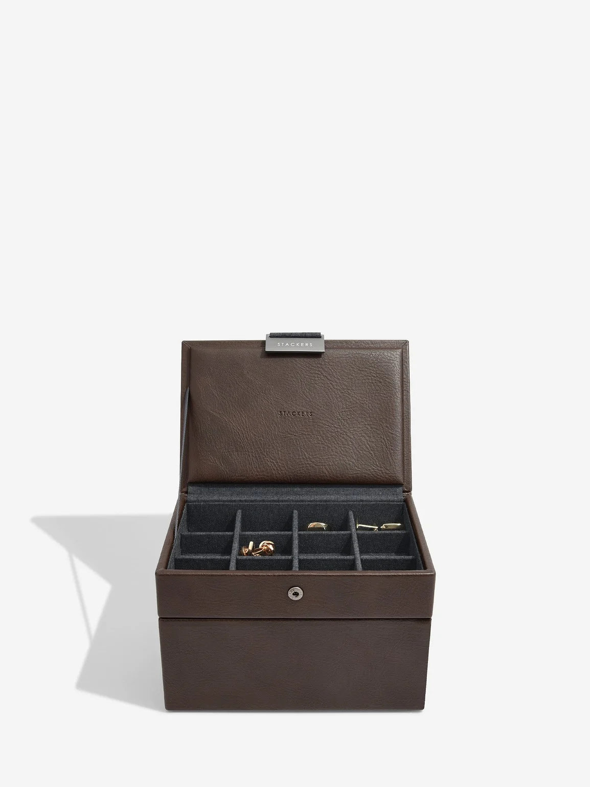 Stackers Mini Set of 2 - Watch & Cufflinks Box Brown