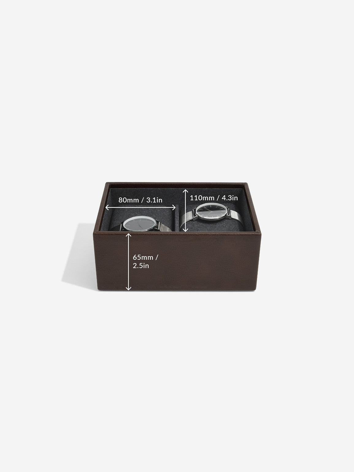 Stackers Mini Set of 2 - Watch & Cufflinks Box Brown