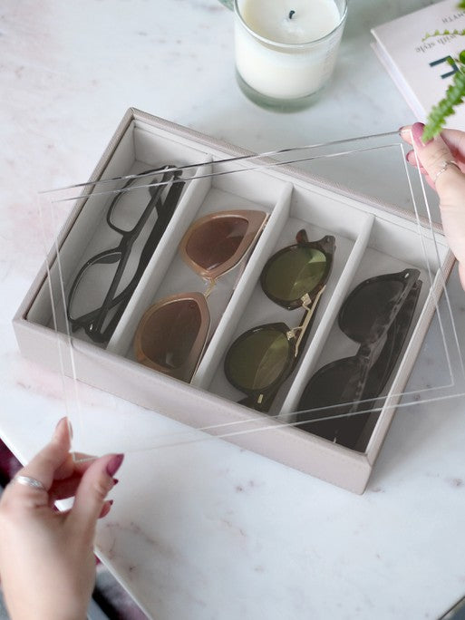 Stackers Bril & Accessoires-laag + doorzichtig deksel Taupe