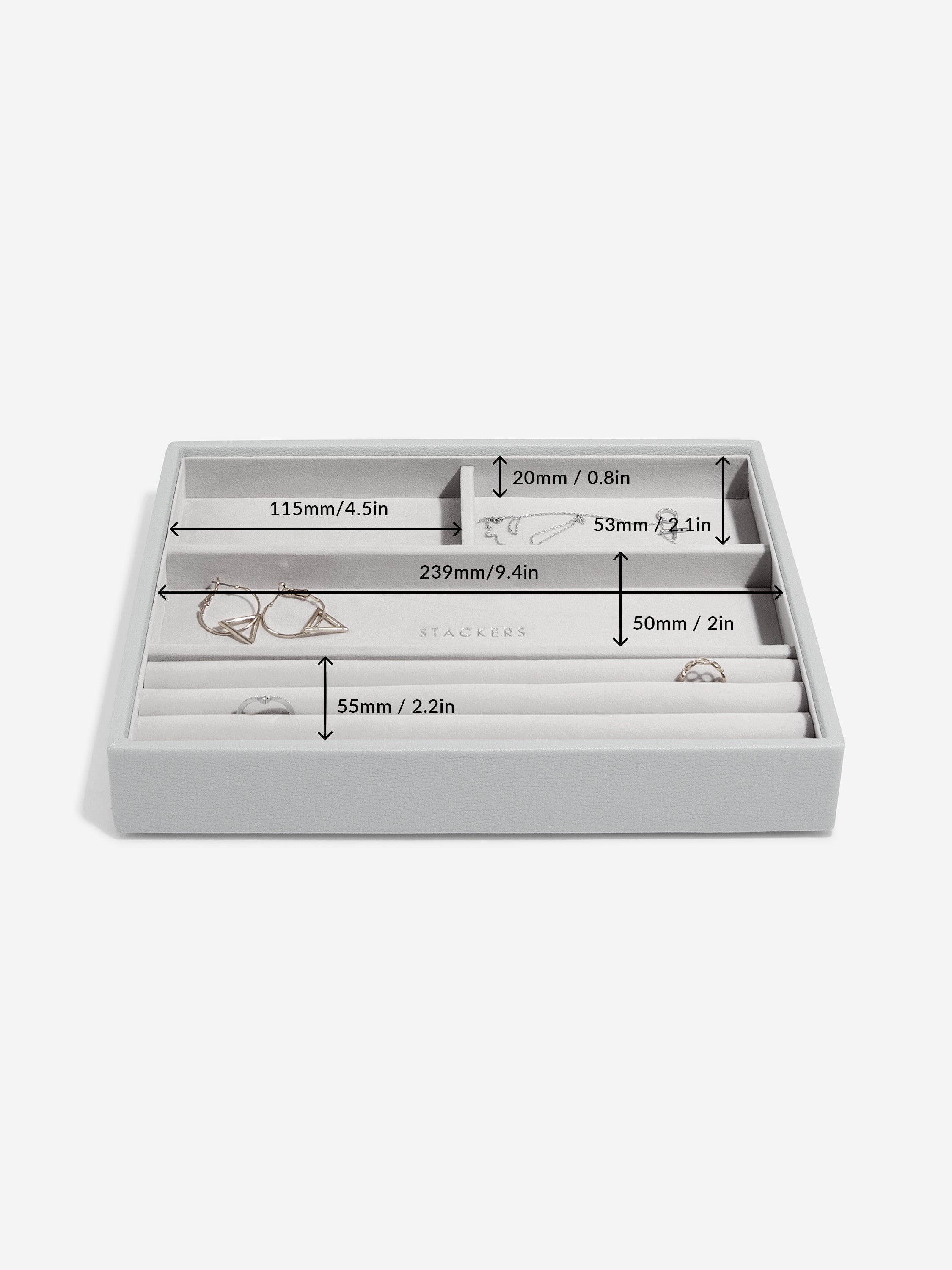 Stackers Compartiment pour bagues & bracelets pour boîte à bijoux classique Gris