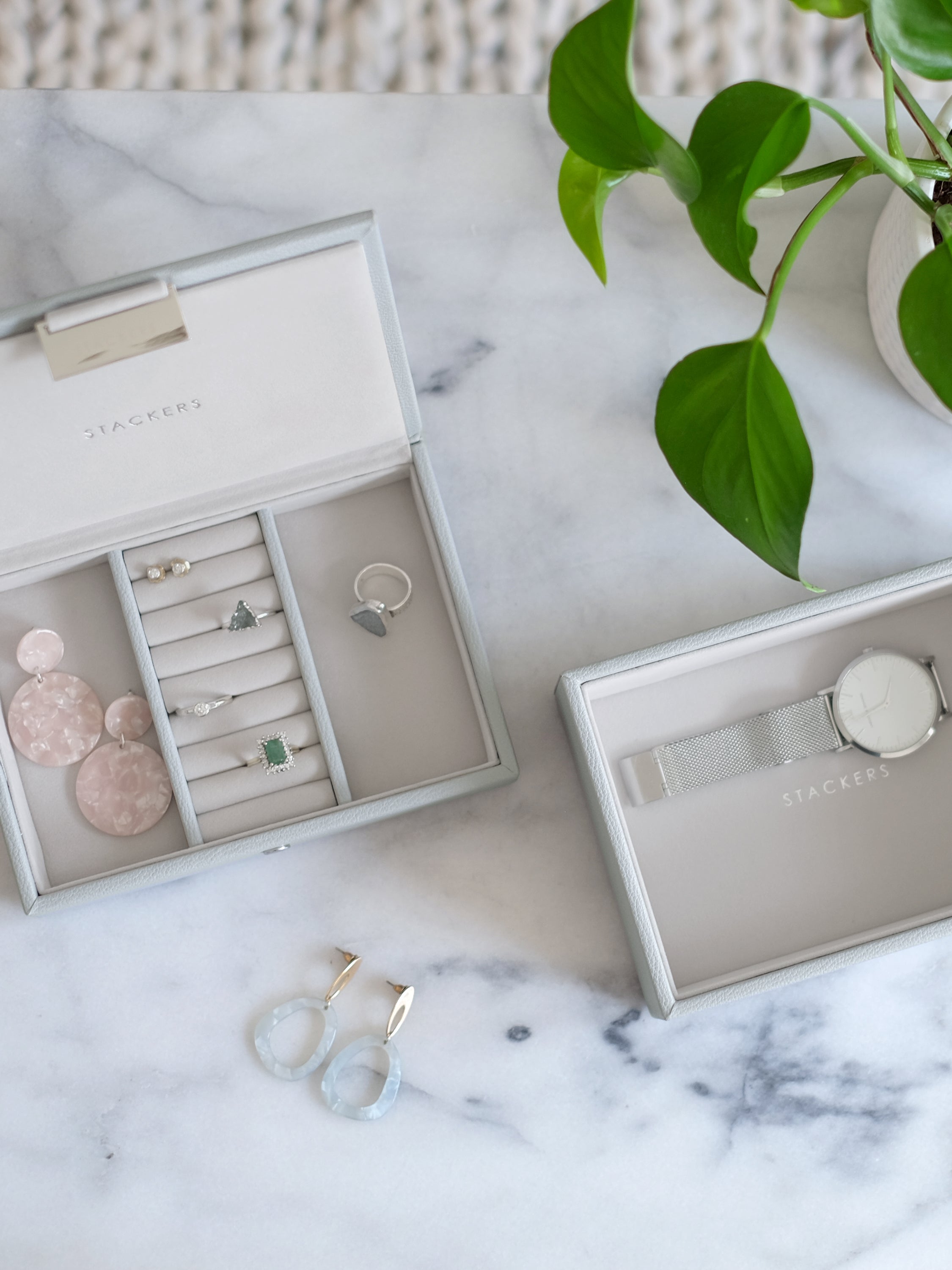 Stackers Mini Juwelendoos Set van 2 Grijs