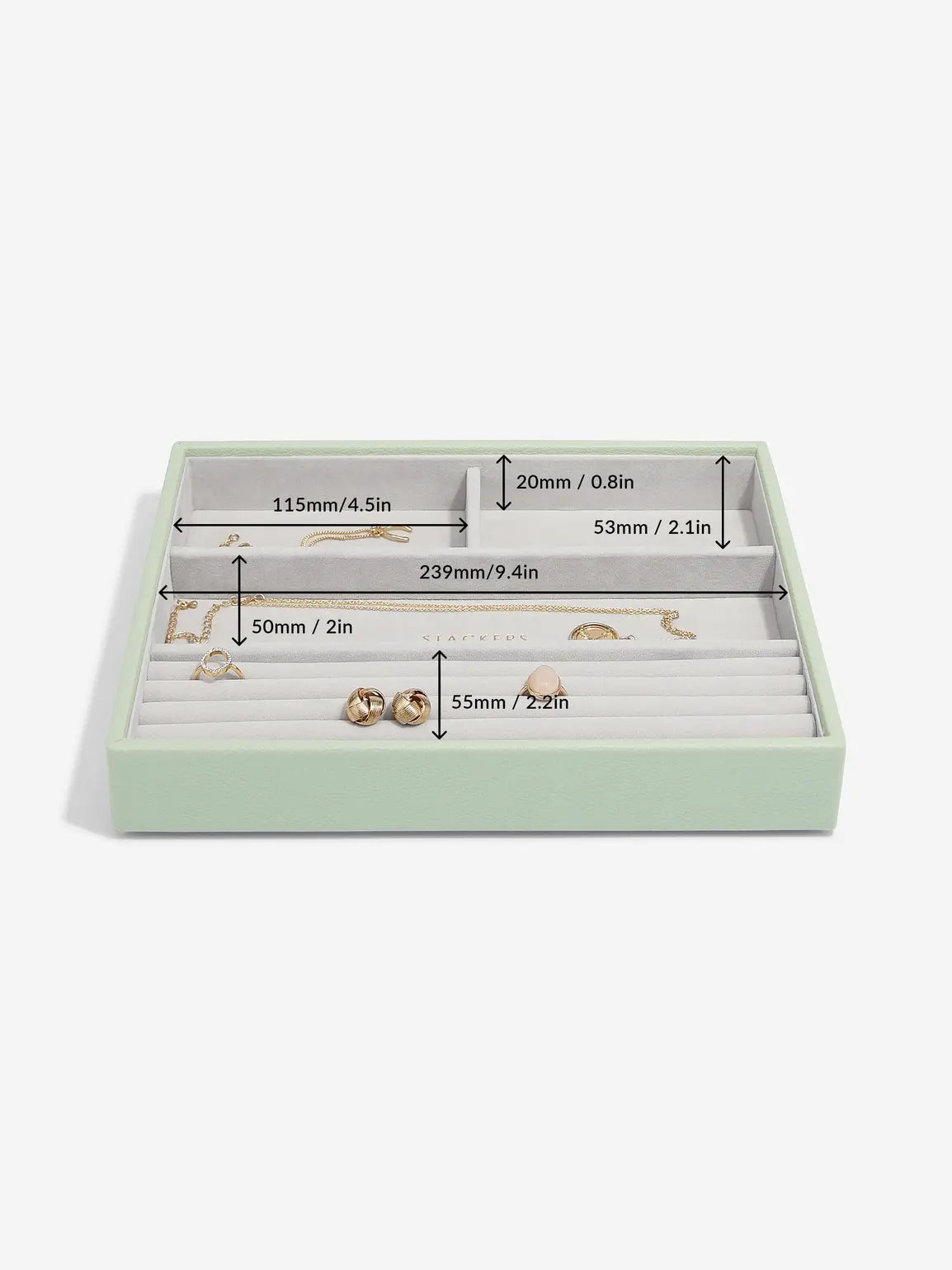 Stackers Ring &amp; Bracelet Layer for Classic Jewelry Box Sage Green