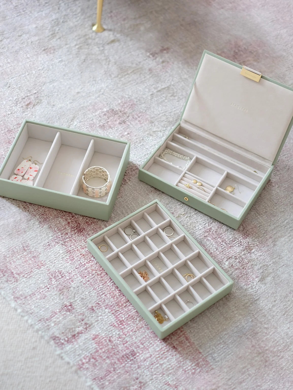 Stackers Classic Jewellery Box Set of 3 Sage Green