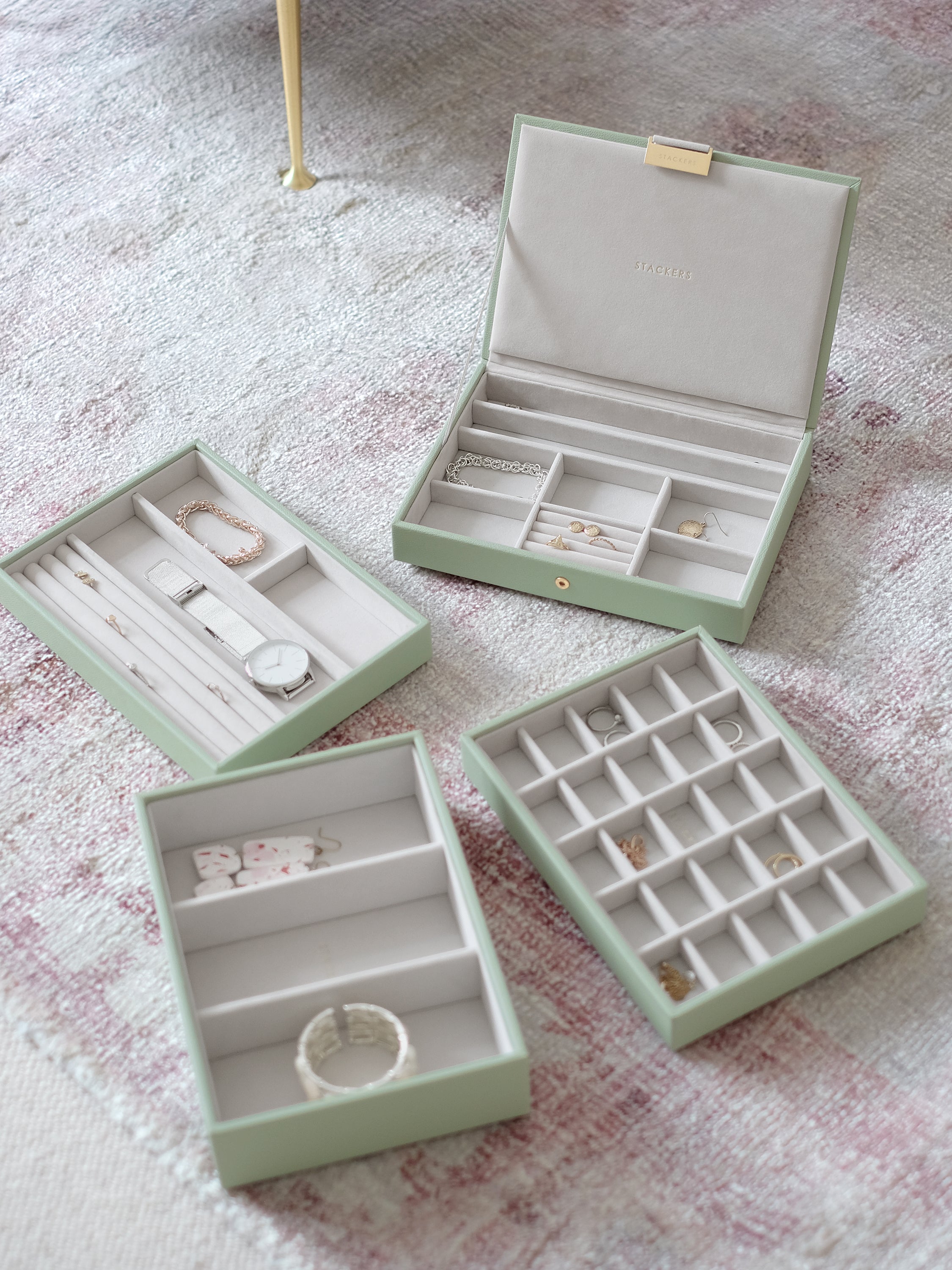 Stackers Klassieke Juwelendoos Set van 4 Saliegroen