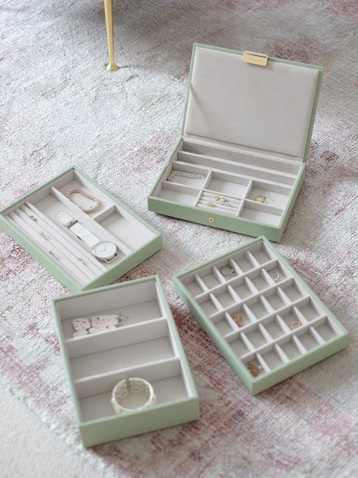 Stackers Classic Jewellery Box Set of 4 Sage Green