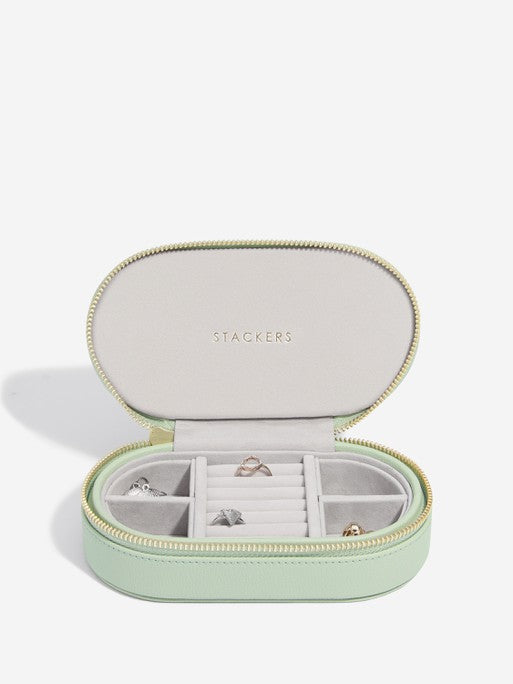 Stackers Ovale Travel Jewellery Box Saliegroen