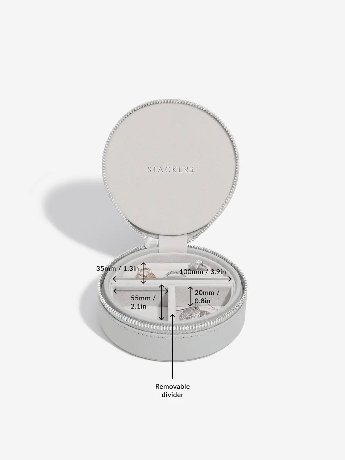 Stackers Ronde Travel Jewellery Box Grijs