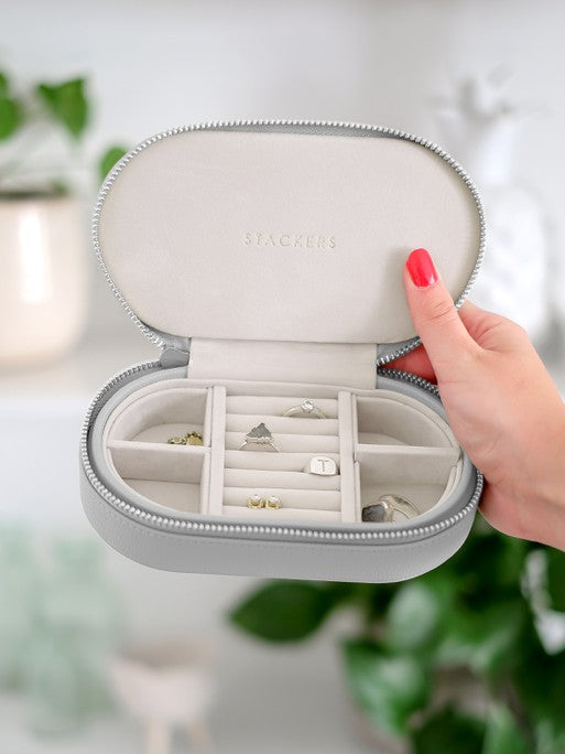 Stackers Ovale Travel Jewellery Box Grijs
