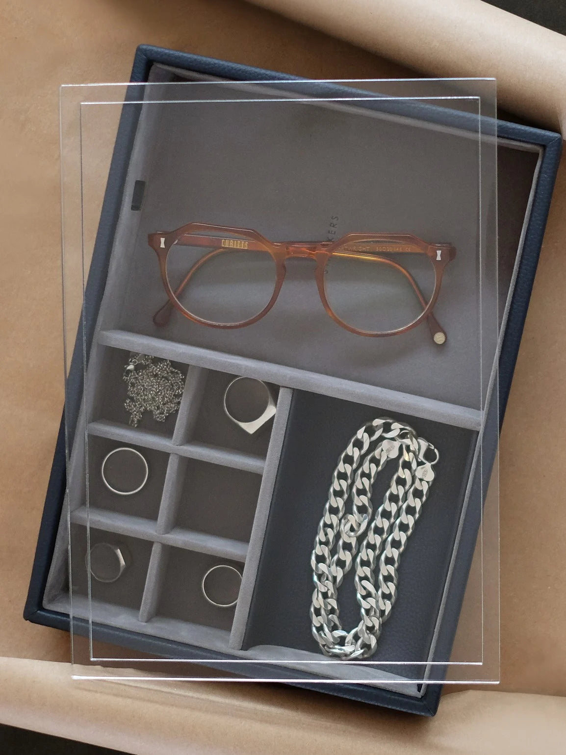 Stackers Organizer with Transparent Lid Navy Blue