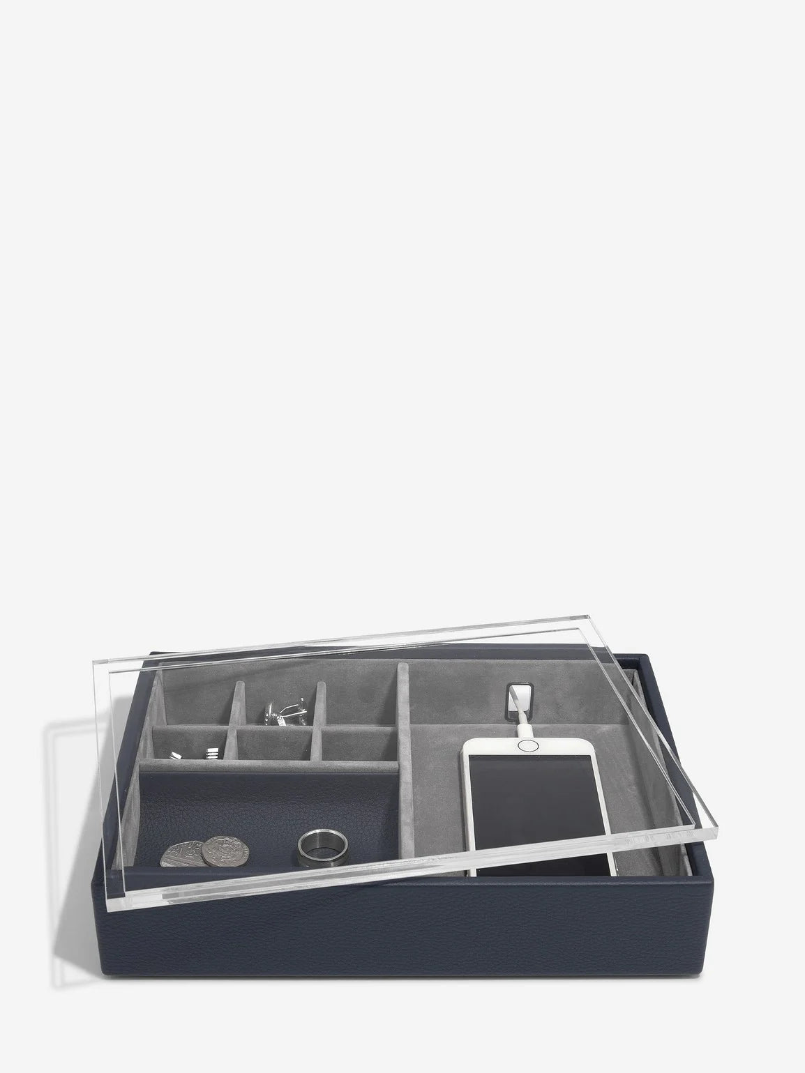 Stackers Organizer with Transparent Lid Navy Blue