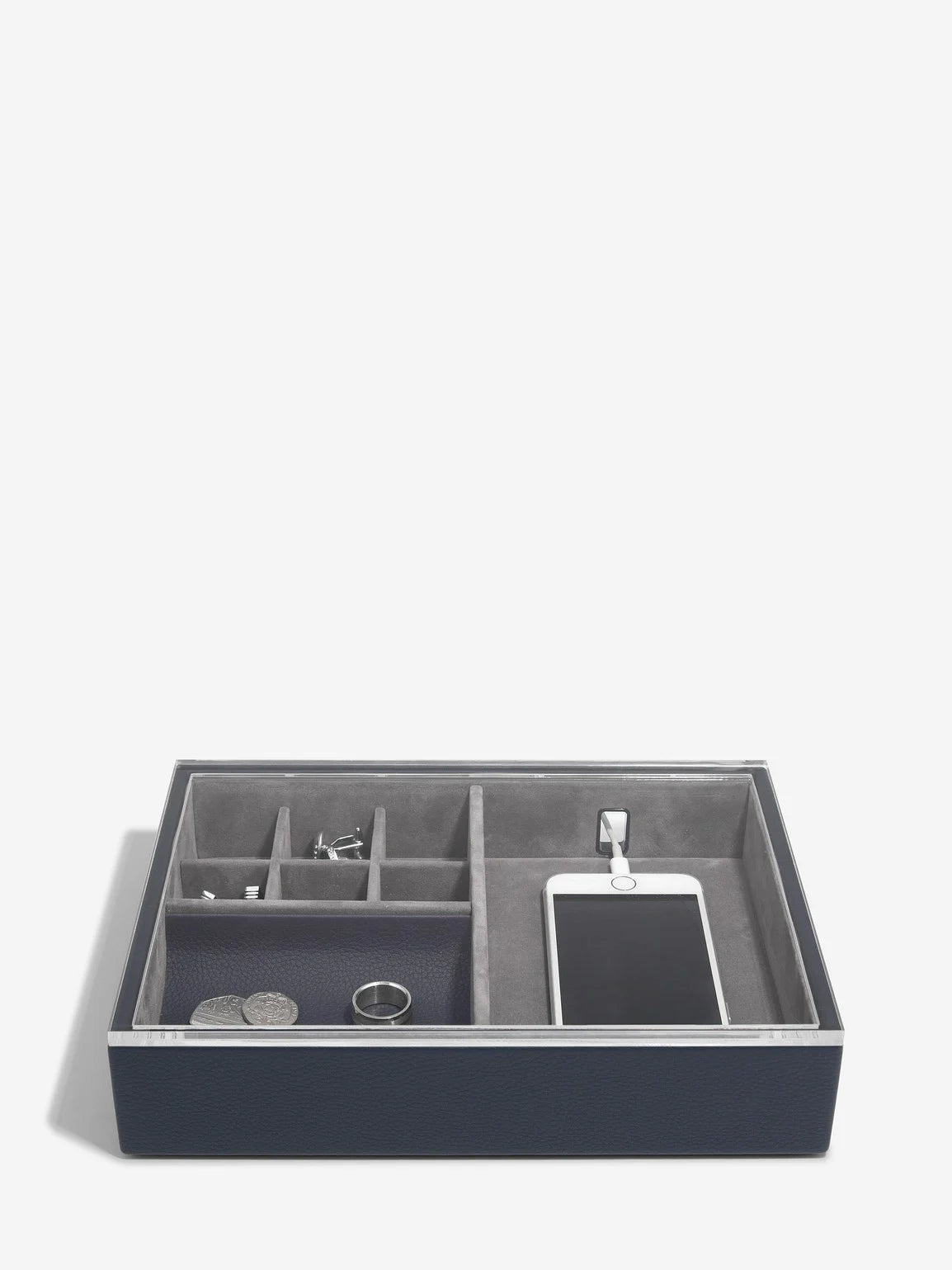 Stackers Organizer with Transparent Lid Navy Blue