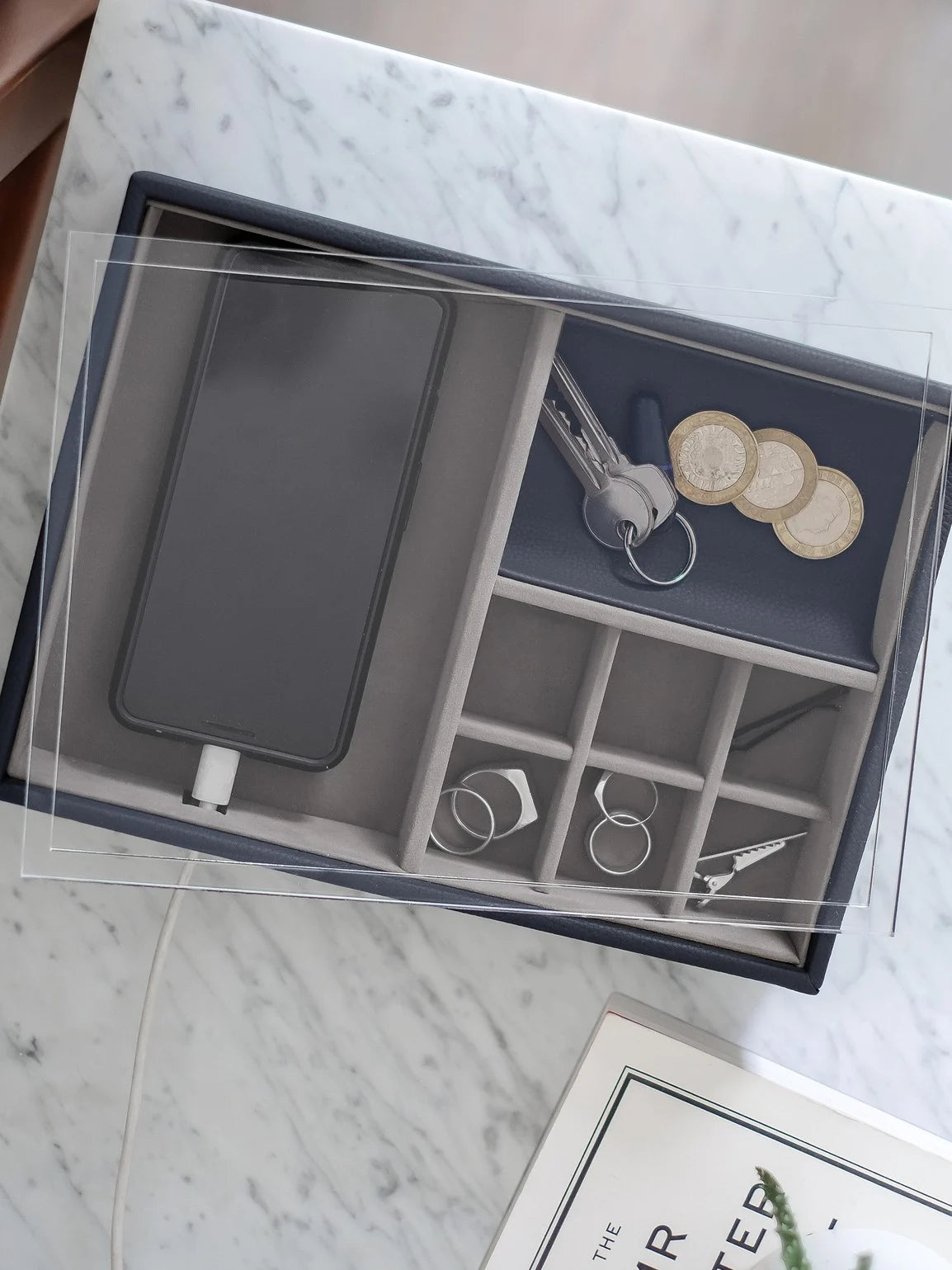 Stackers Organizer with Transparent Lid Navy Blue