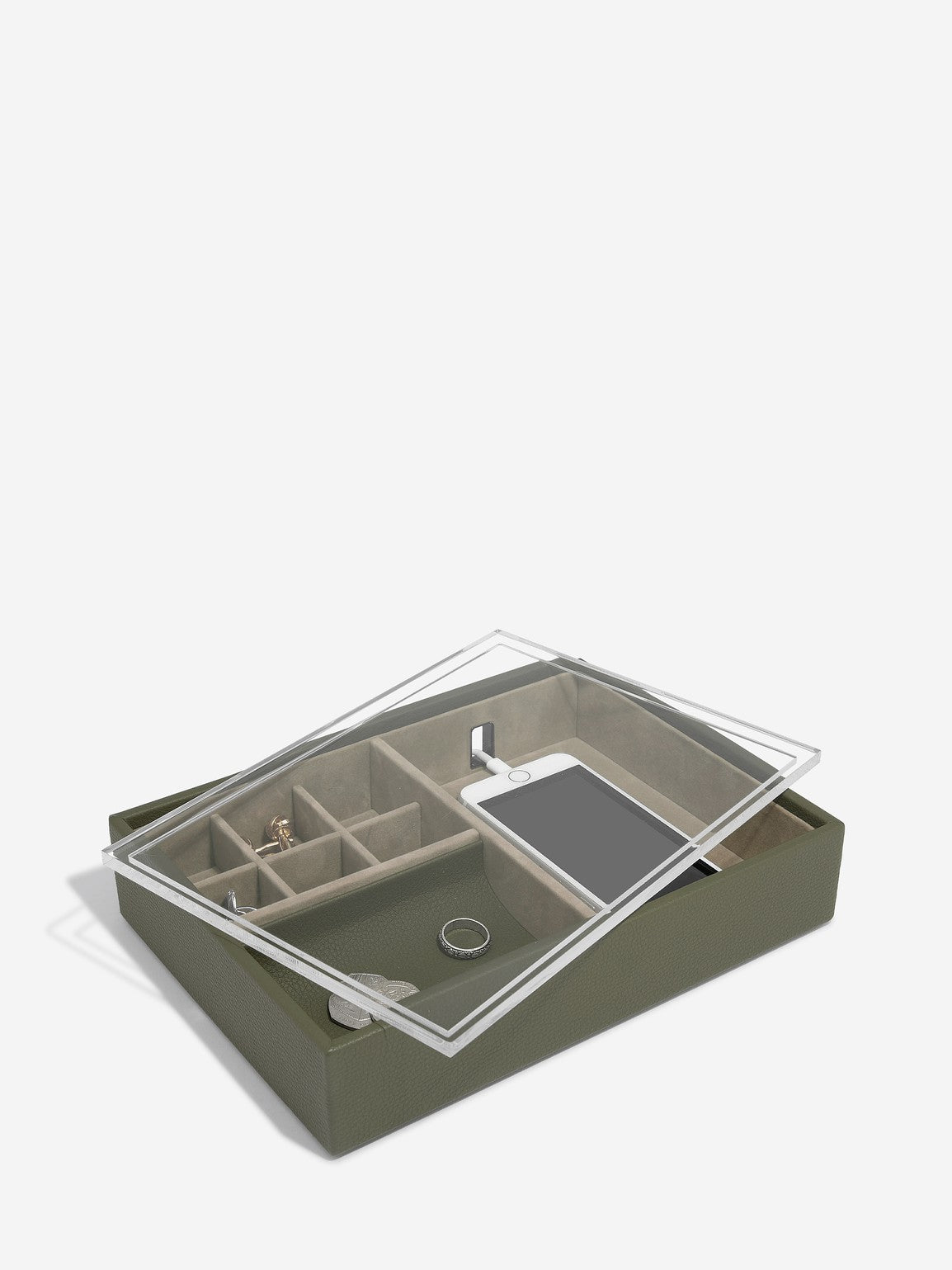 Stackers Organizer with Transparent Lid Olive Green