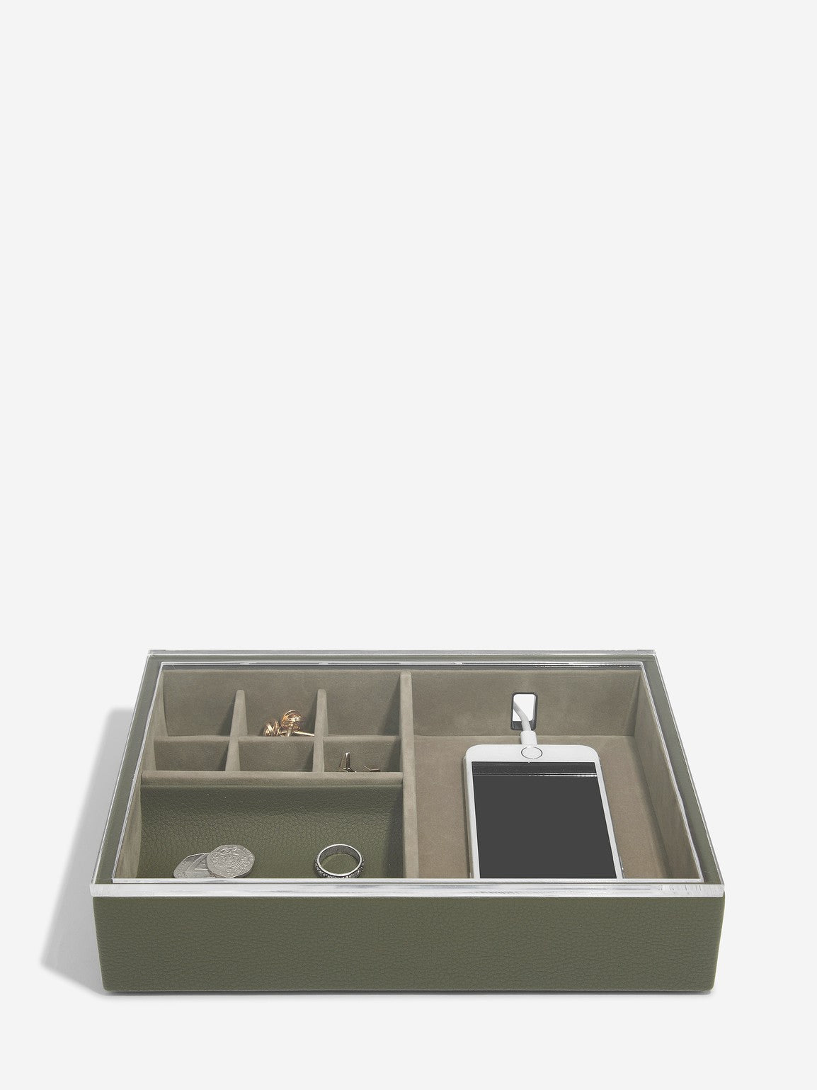 Stackers Organizer with Transparent Lid Olive Green