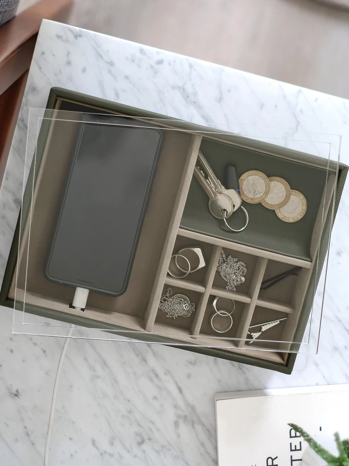 Stackers Organizer with Transparent Lid Olive Green