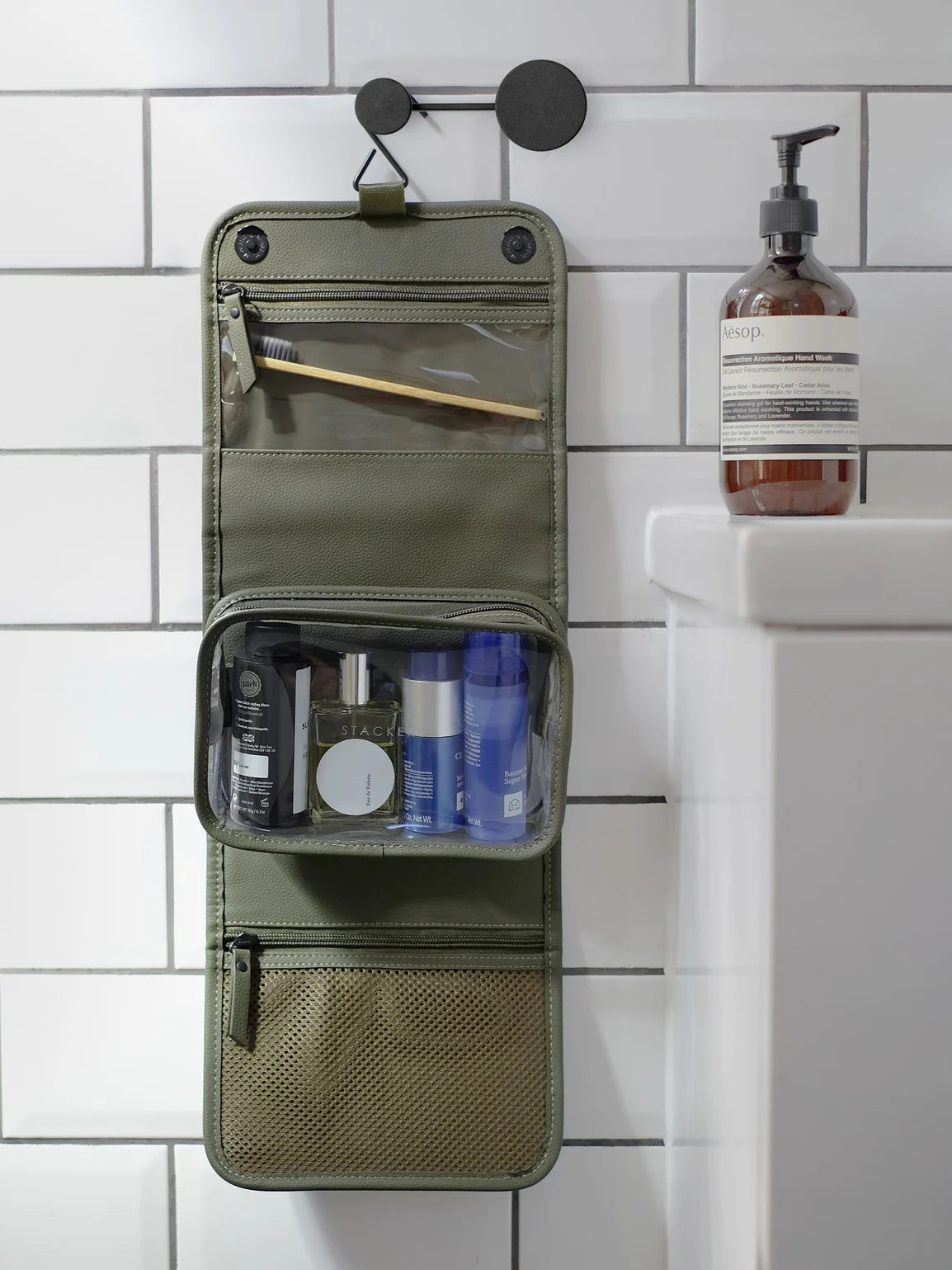 Stackers kleine hangende Toilettas Olijfgroen