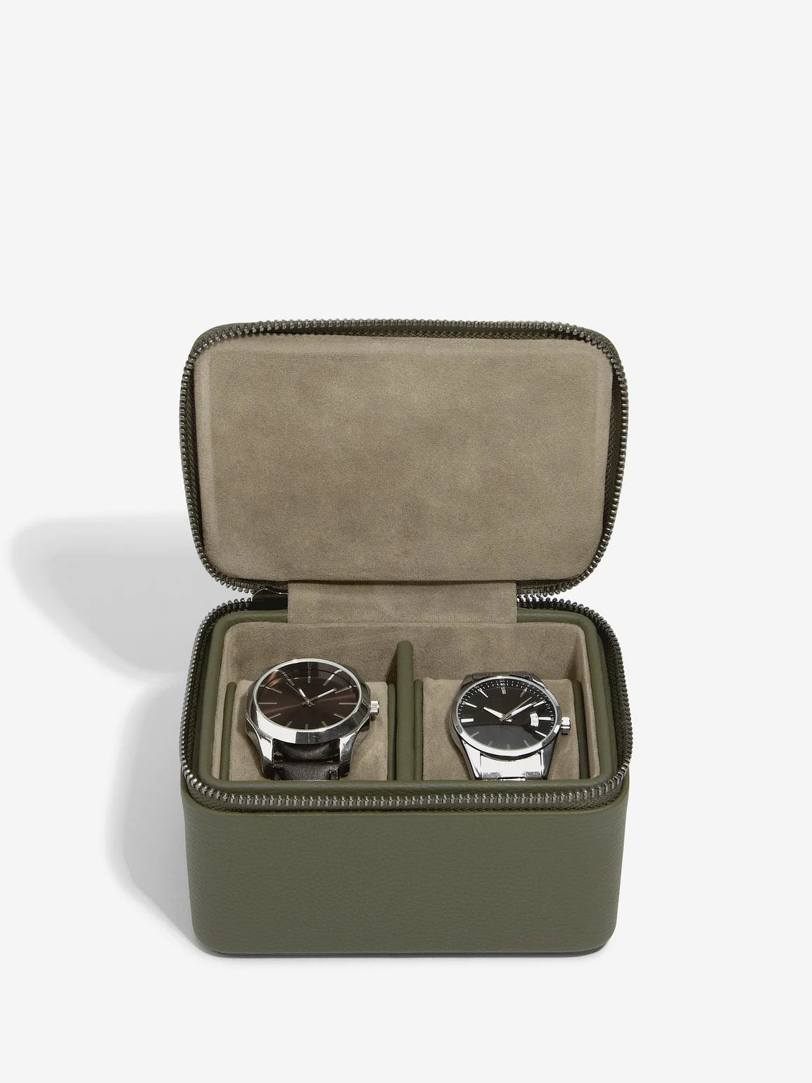 Stackers Watch Box with Double Zipper Olive Green