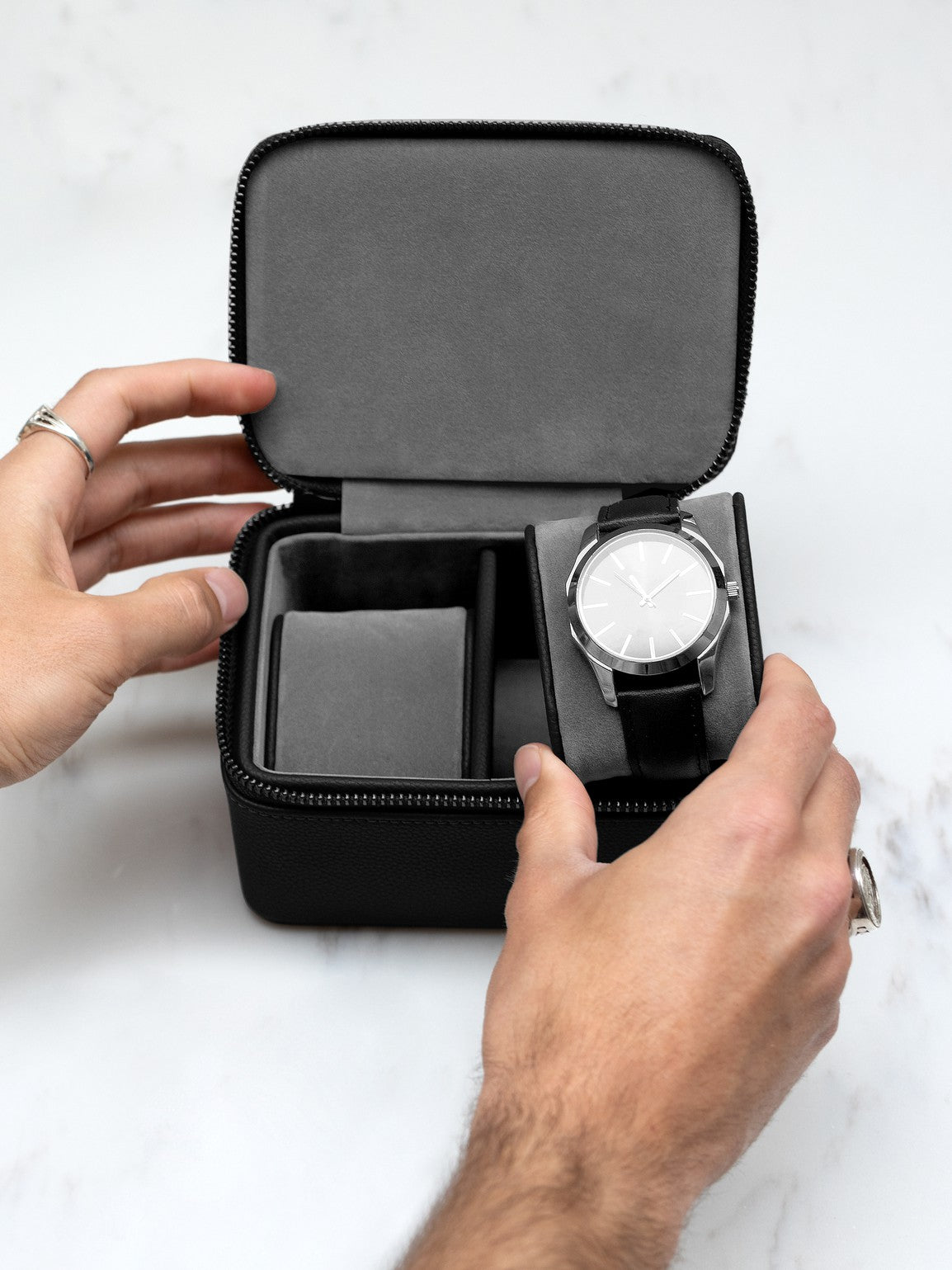 Stackers Watch Box with Double Zipper Black