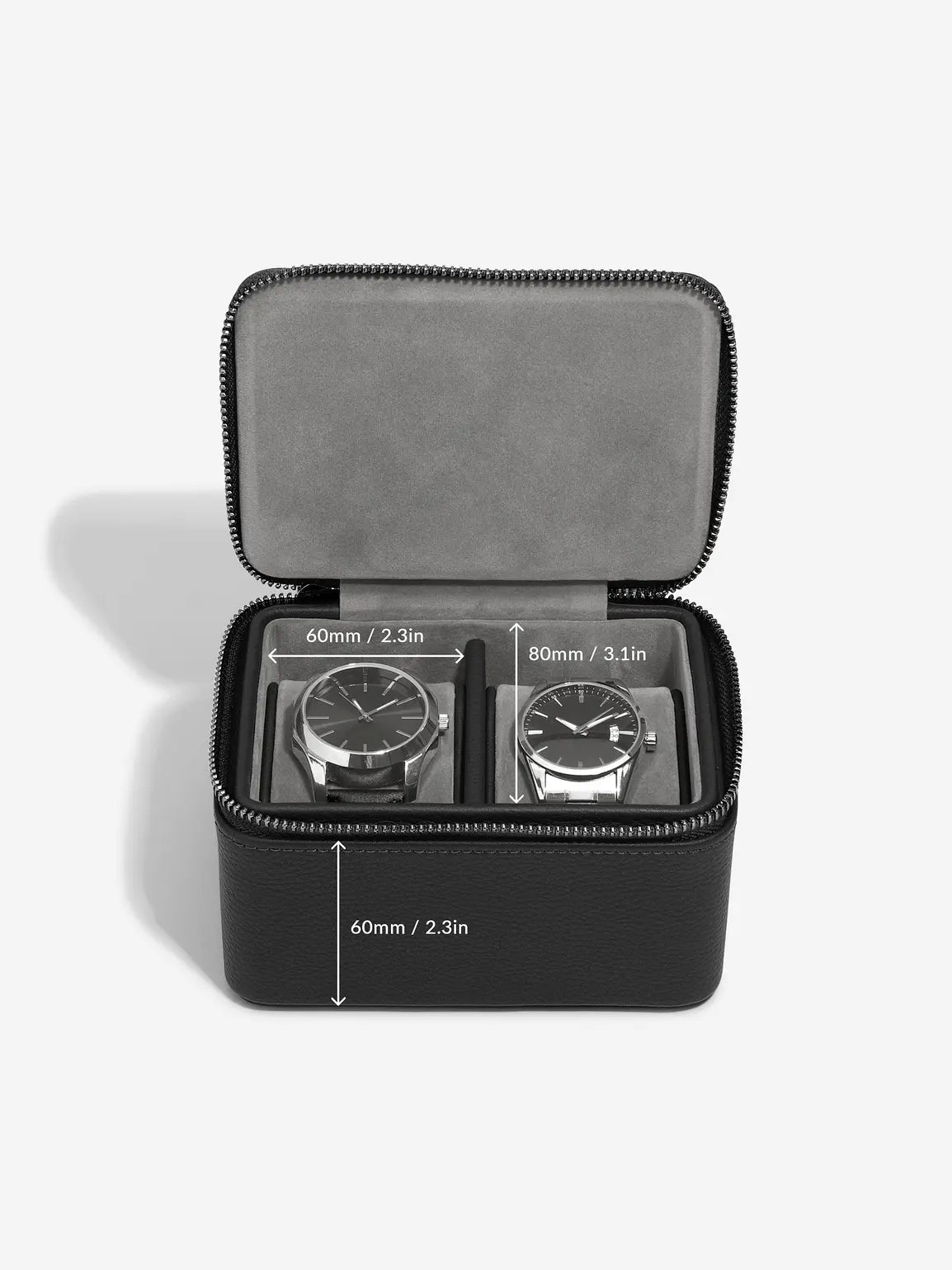 Stackers Watch Box with Double Zipper Black