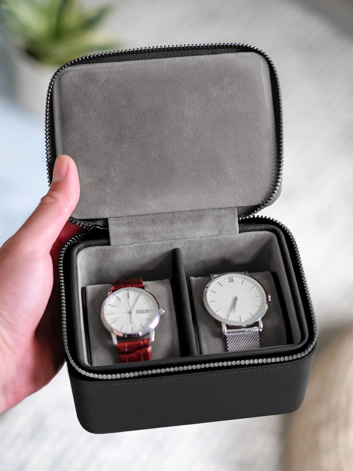Stackers Watch Box with Double Zipper Black