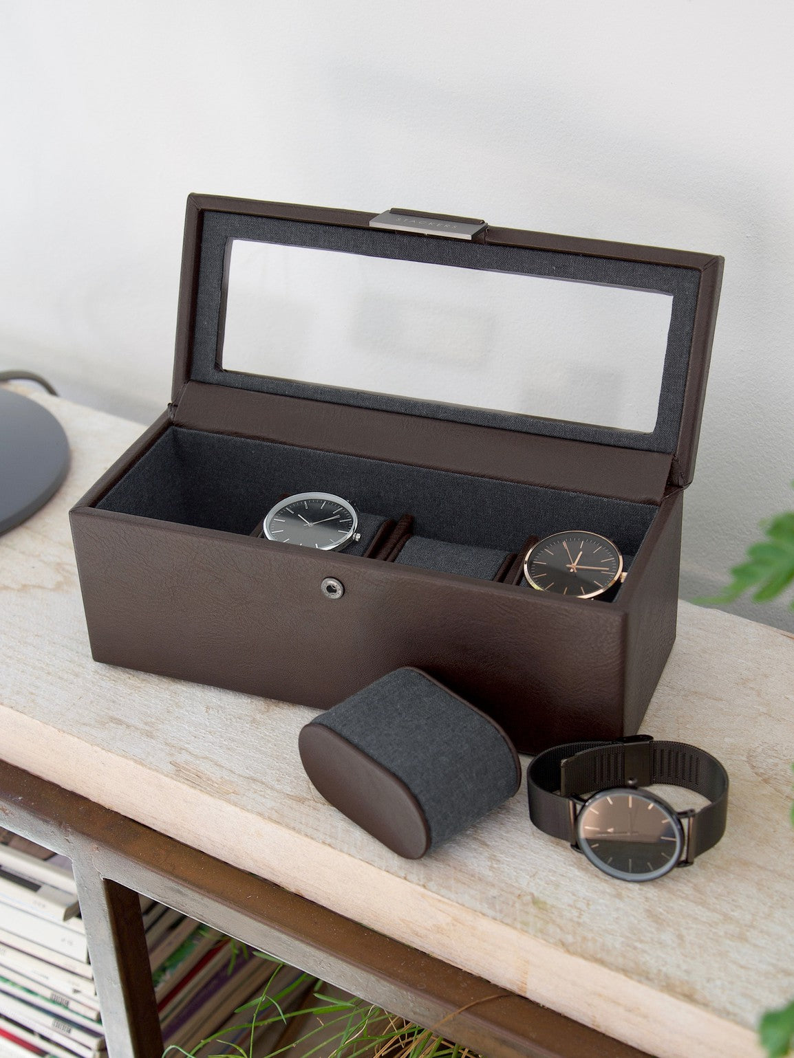 Stackers Four-Piece Watch Box Brown