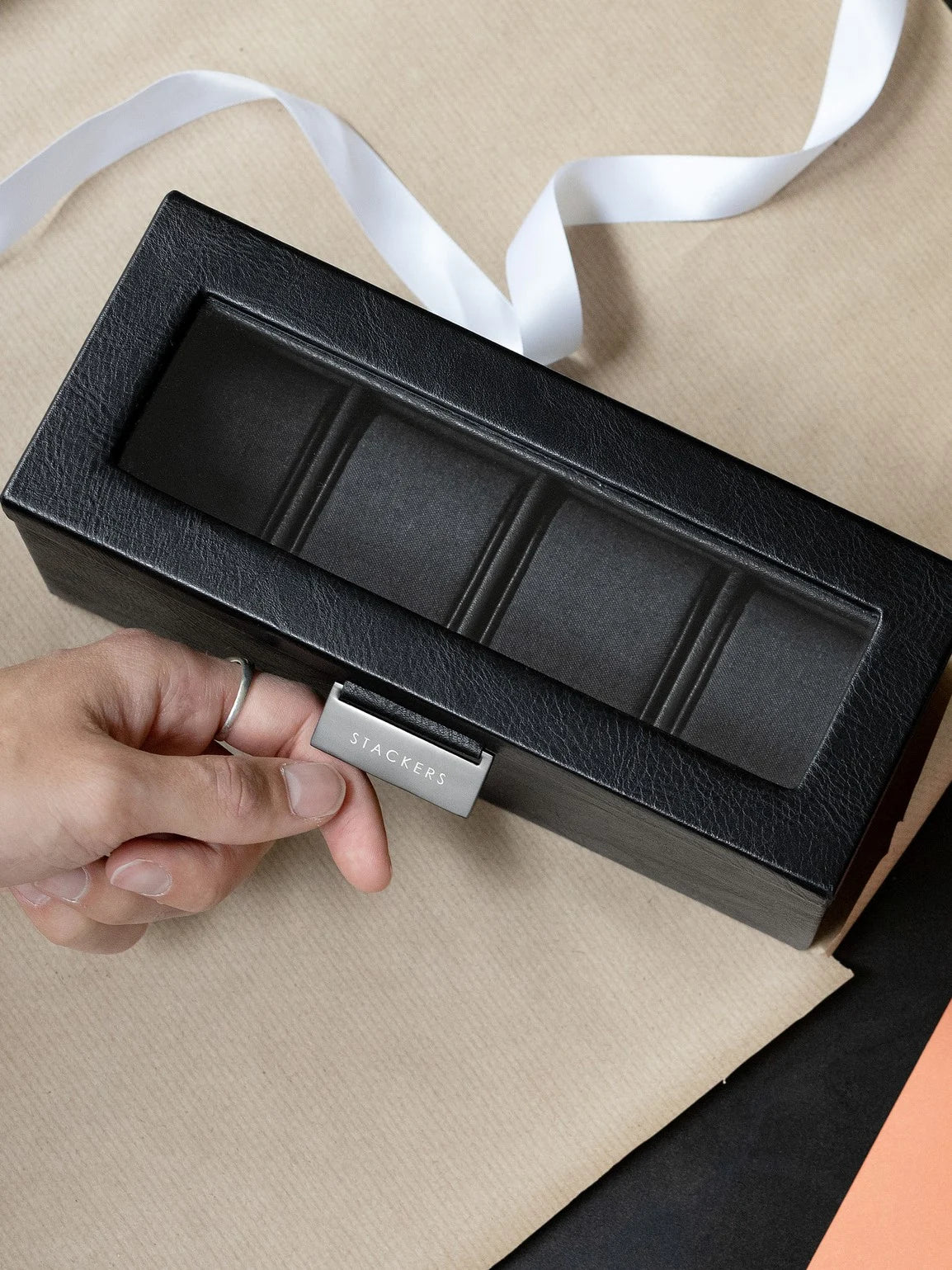 Stackers Four-Piece Watch Box Black