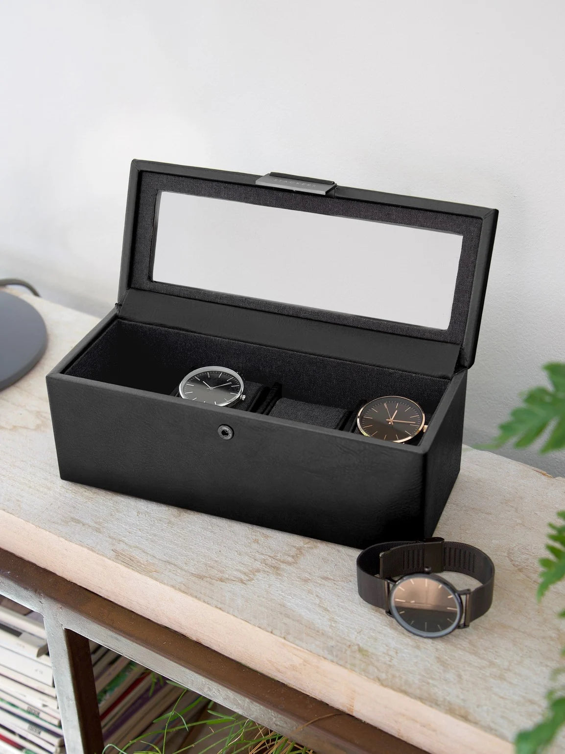 Stackers Four-Piece Watch Box Black