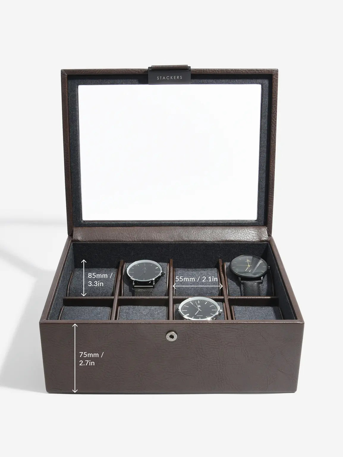Stackers Eight-Piece Watch Box Brown