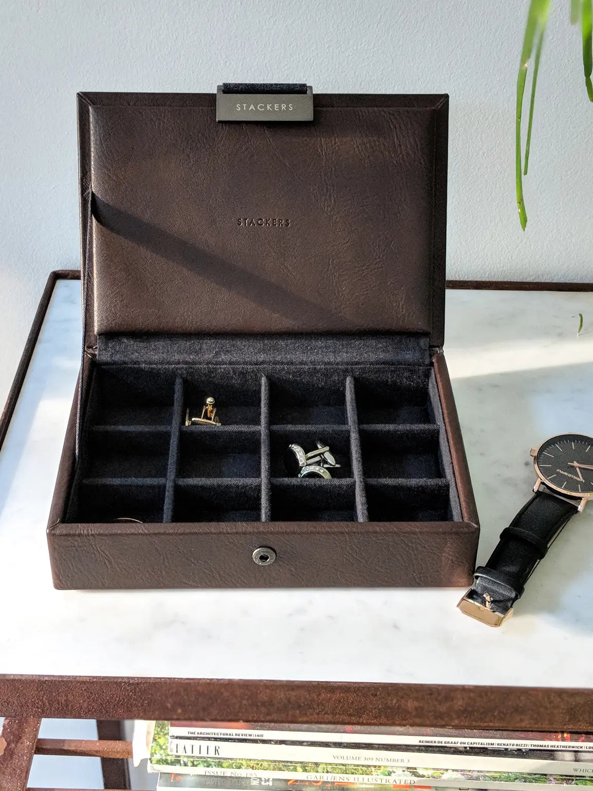 Stackers Cufflinks Box Brown