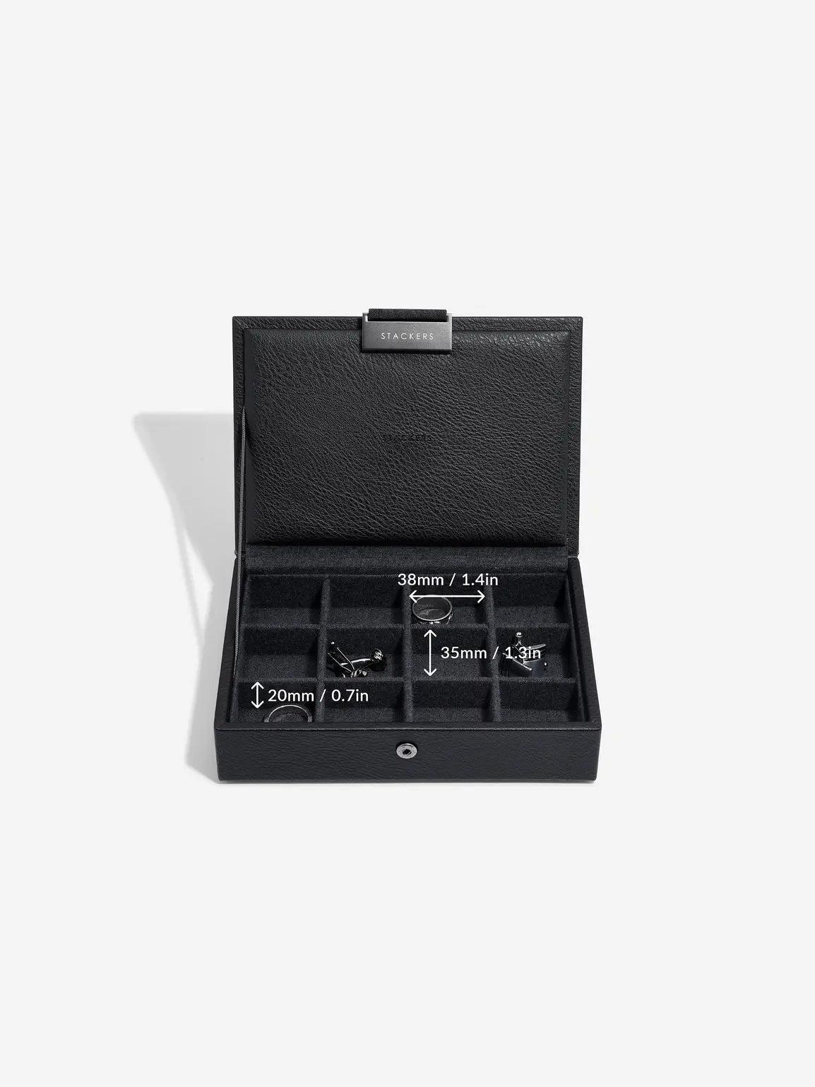 Stackers Mini Cufflinks Box with Lid Black