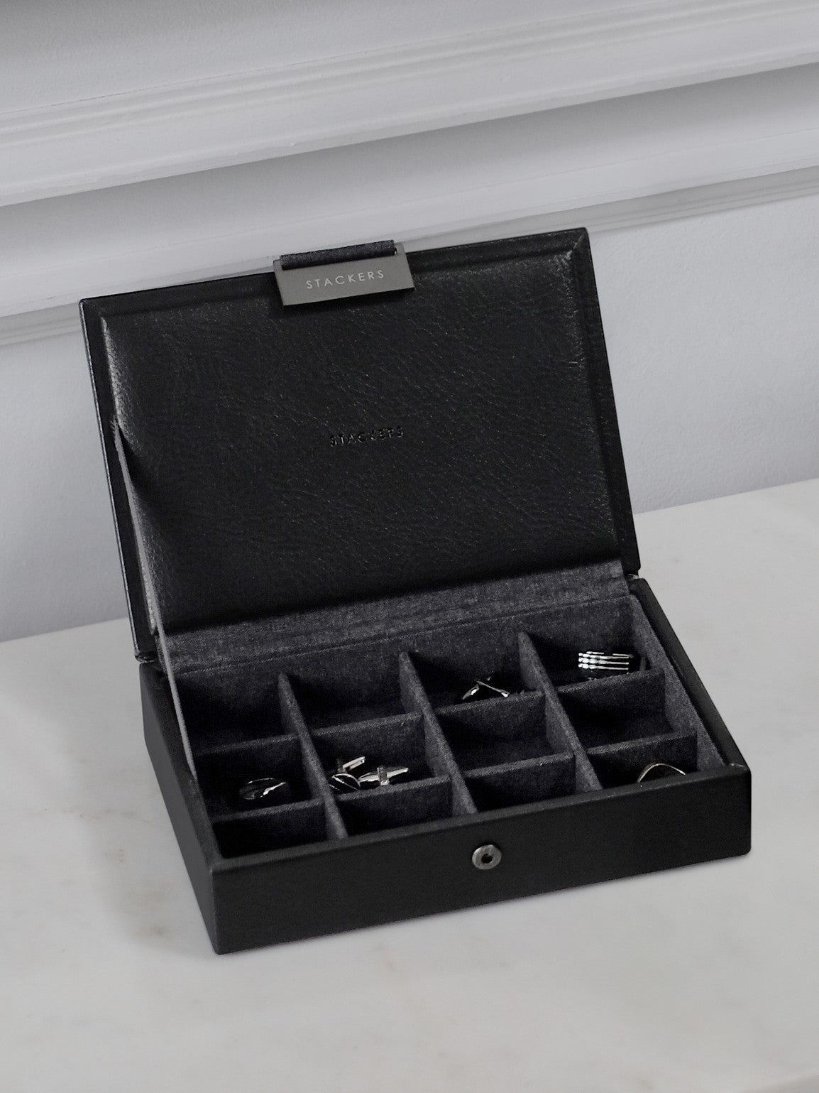 Stackers Mini Cufflinks Box with Lid Black
